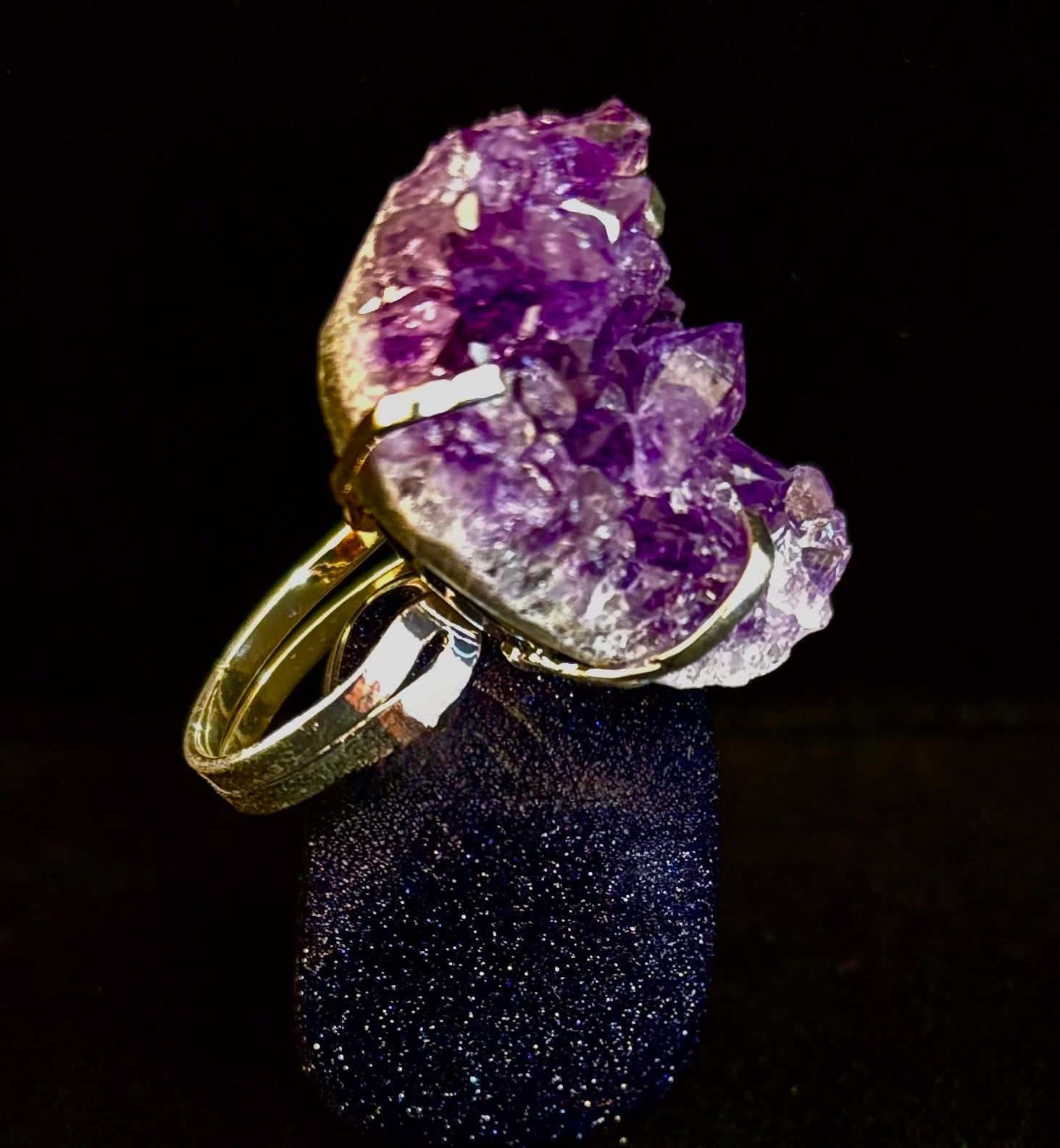 Natural Amethyst Geode Statement Ring – Handmade in Brazil