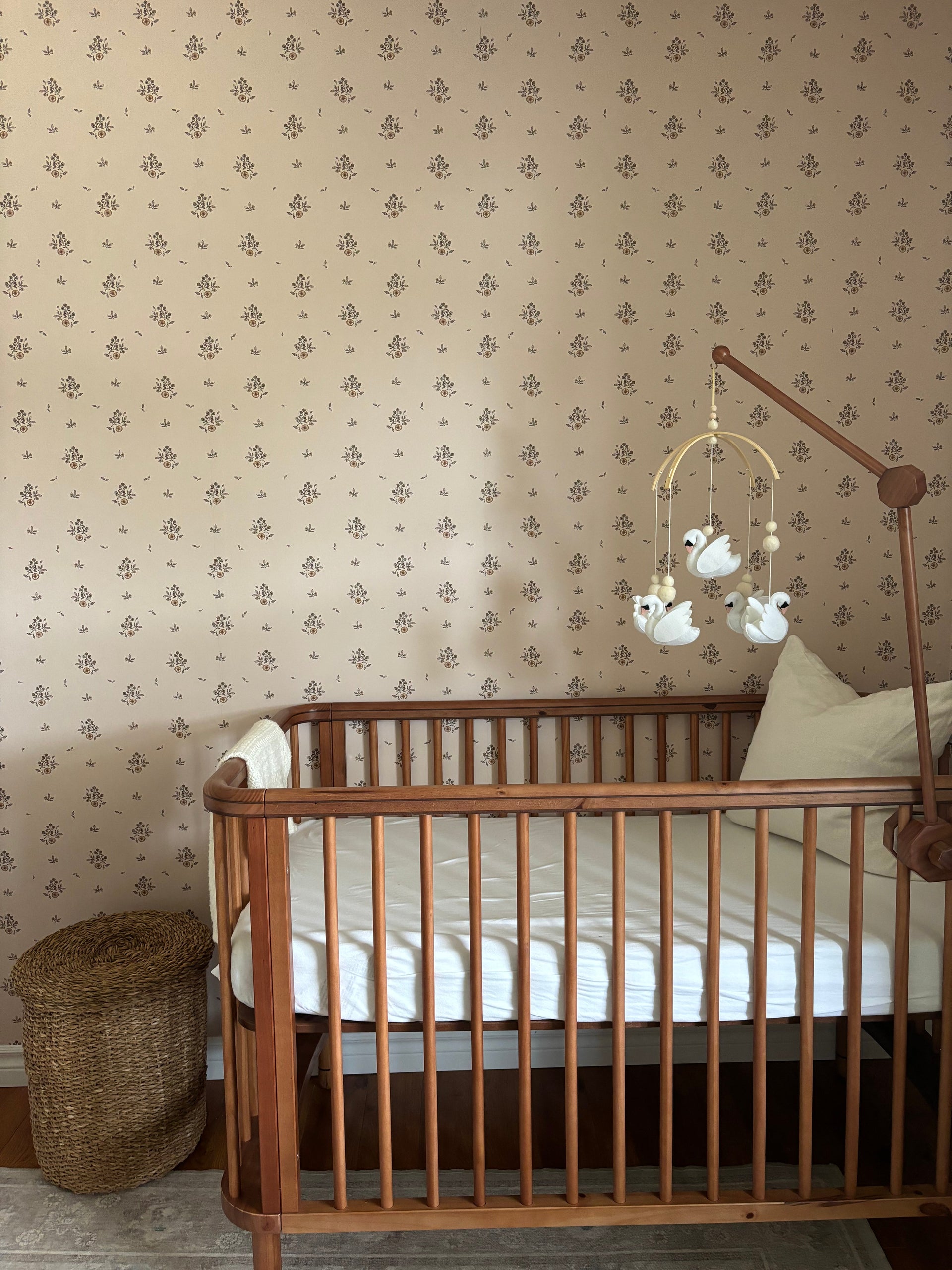 Petunia Floral Wallpaper in Pink, Blue and Cream