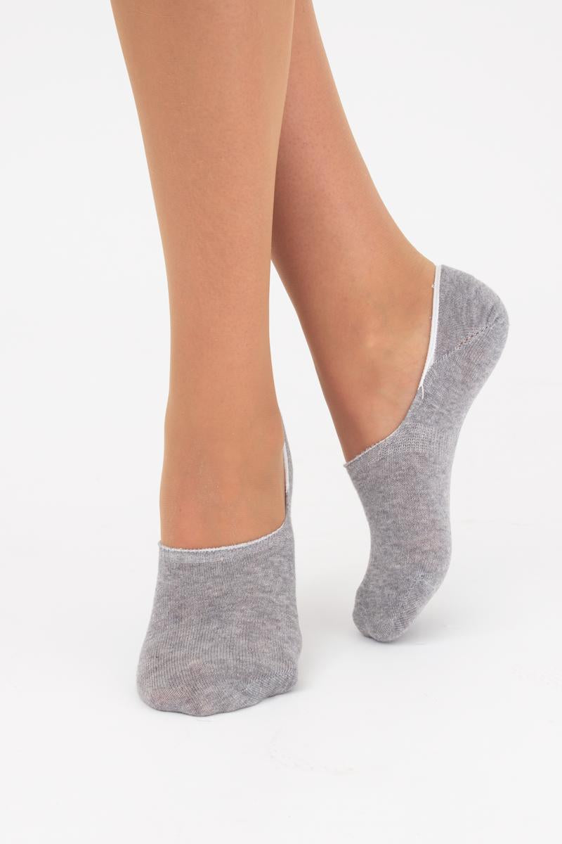 No Show Socks Set for Women - Soft, Breathable, Anti-Slip Socks with Silicone Grip, Invisible Design, Size 36/40, 3 pairs, Black/Light Grey Melange/Panna