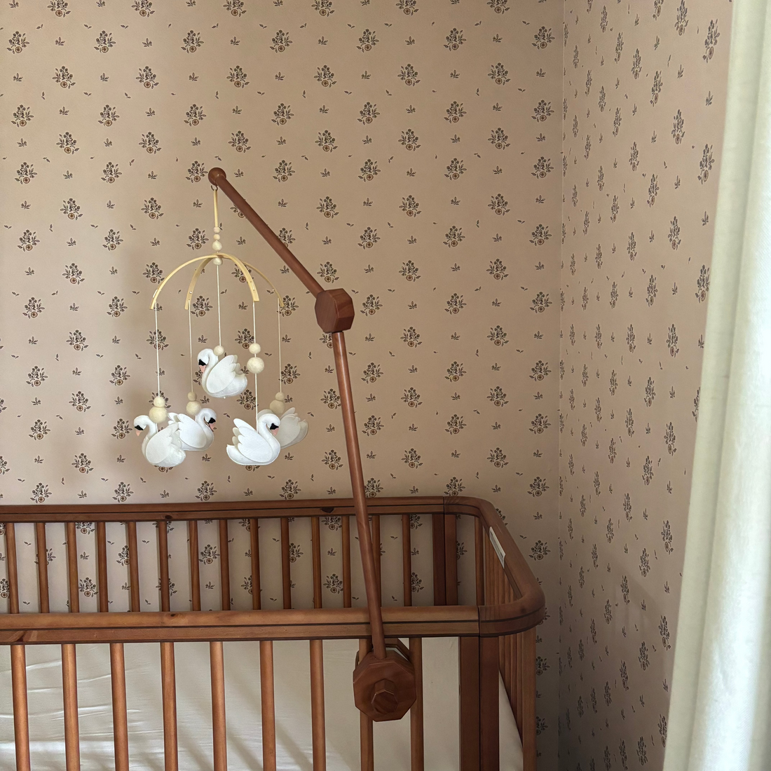 Petunia floral wallpaper featuring romantic pink, blue, and cream vintage print