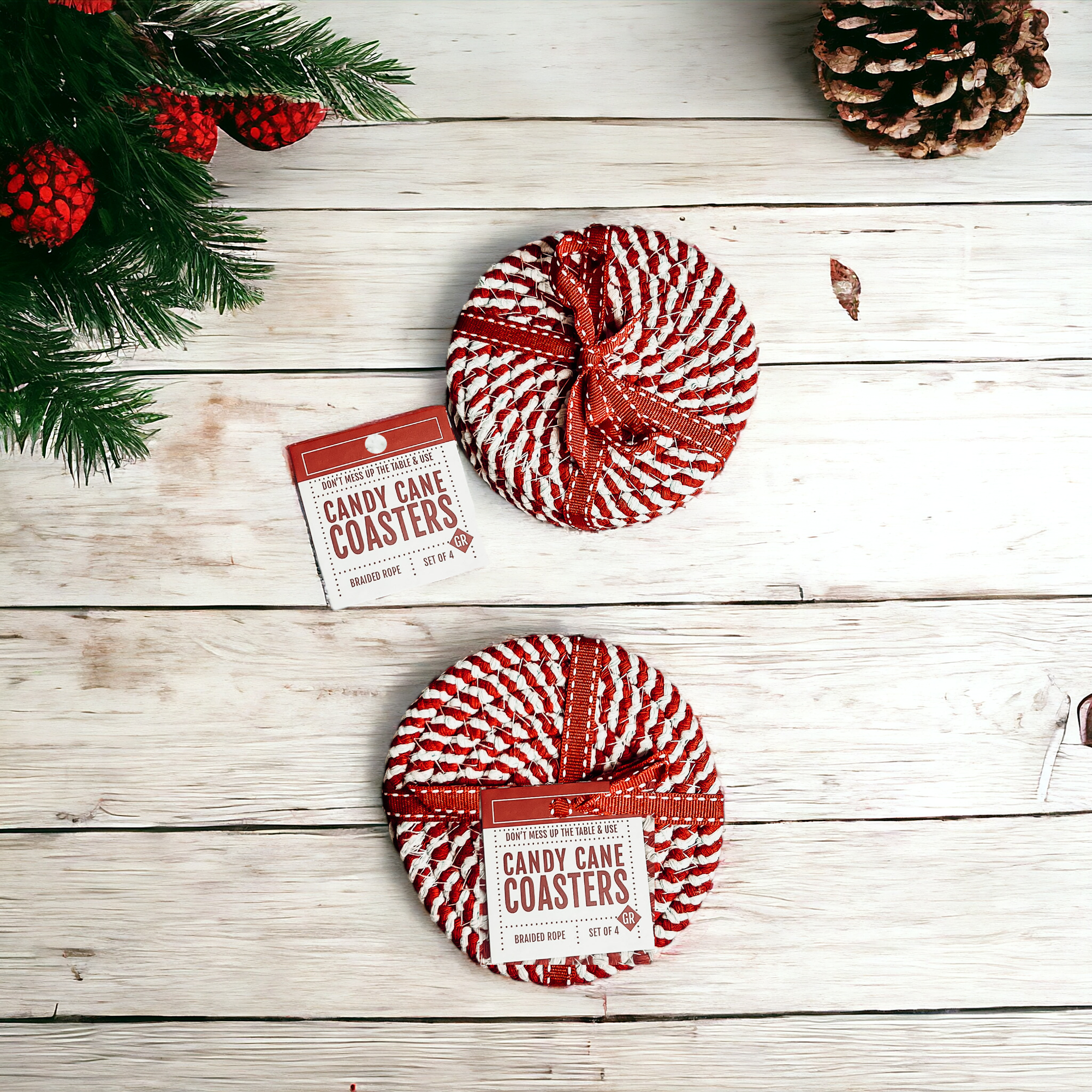 Candy Cane Coaster 4pk