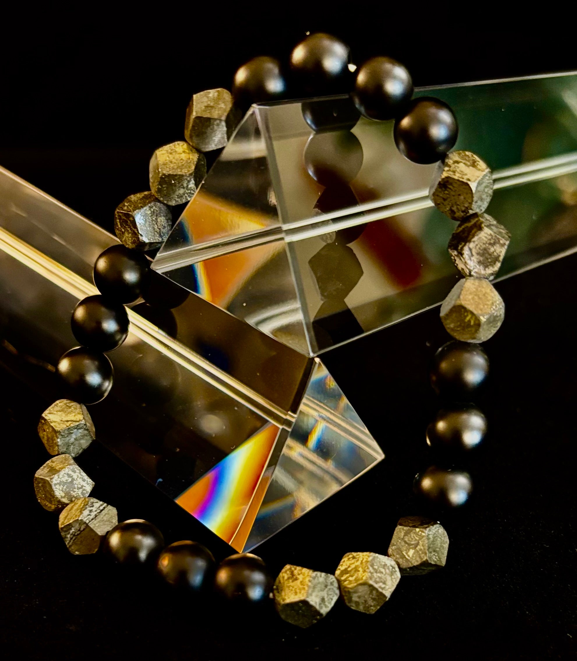 Rhombus Cut Yellow Iron Pyrite Bracelet – Strength & Confidence - Medium to Large Wrists