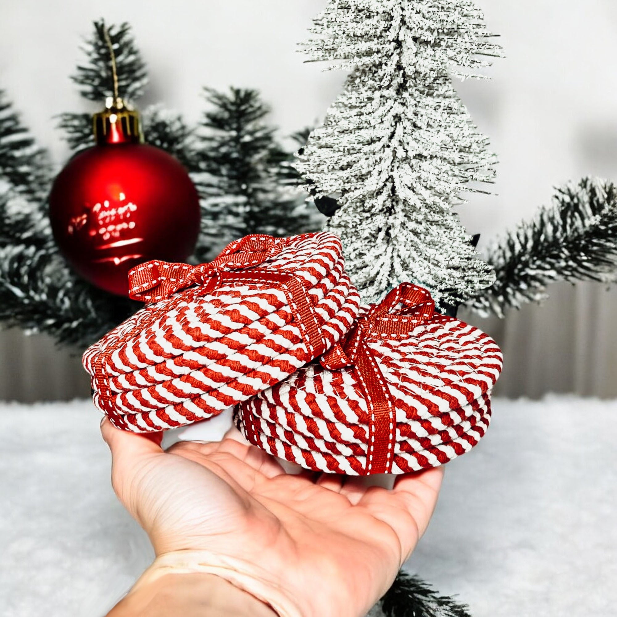 Candy Cane Coaster 4pk