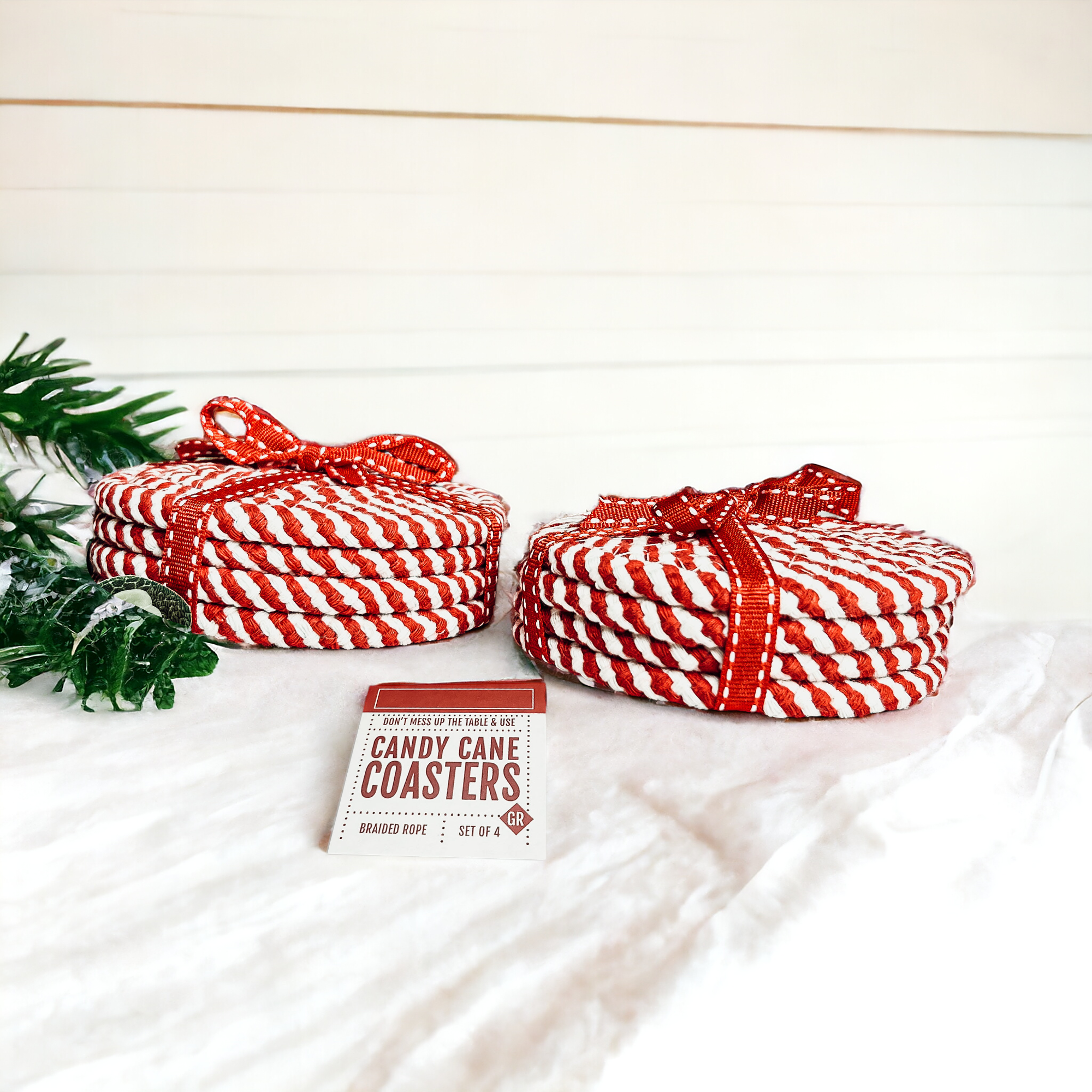Candy Cane Coaster 4pk