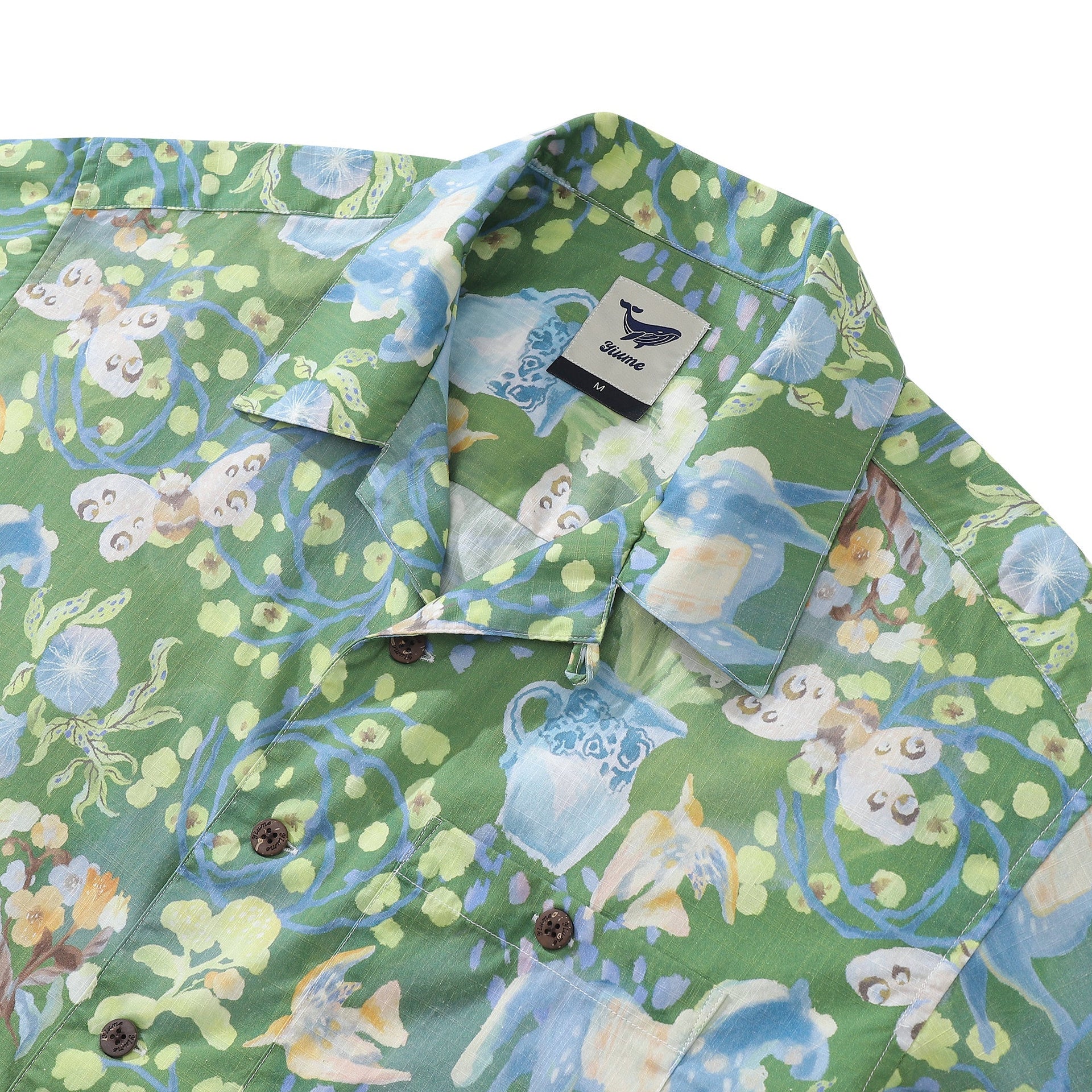 Men's Fantasy Garden Print Short Sleeve Cotton Hawaiian Shirt