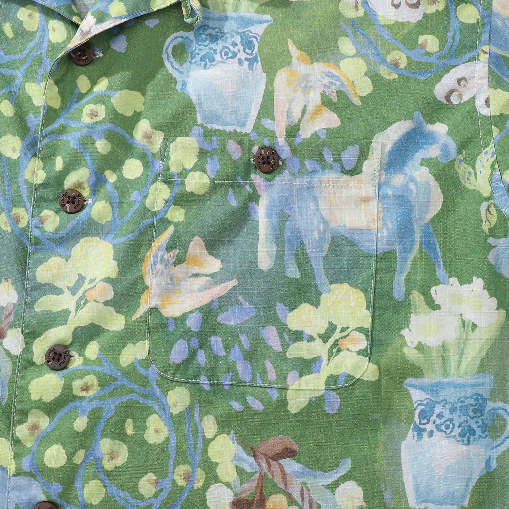 Men's Fantasy Garden Print Short Sleeve Cotton Hawaiian Shirt