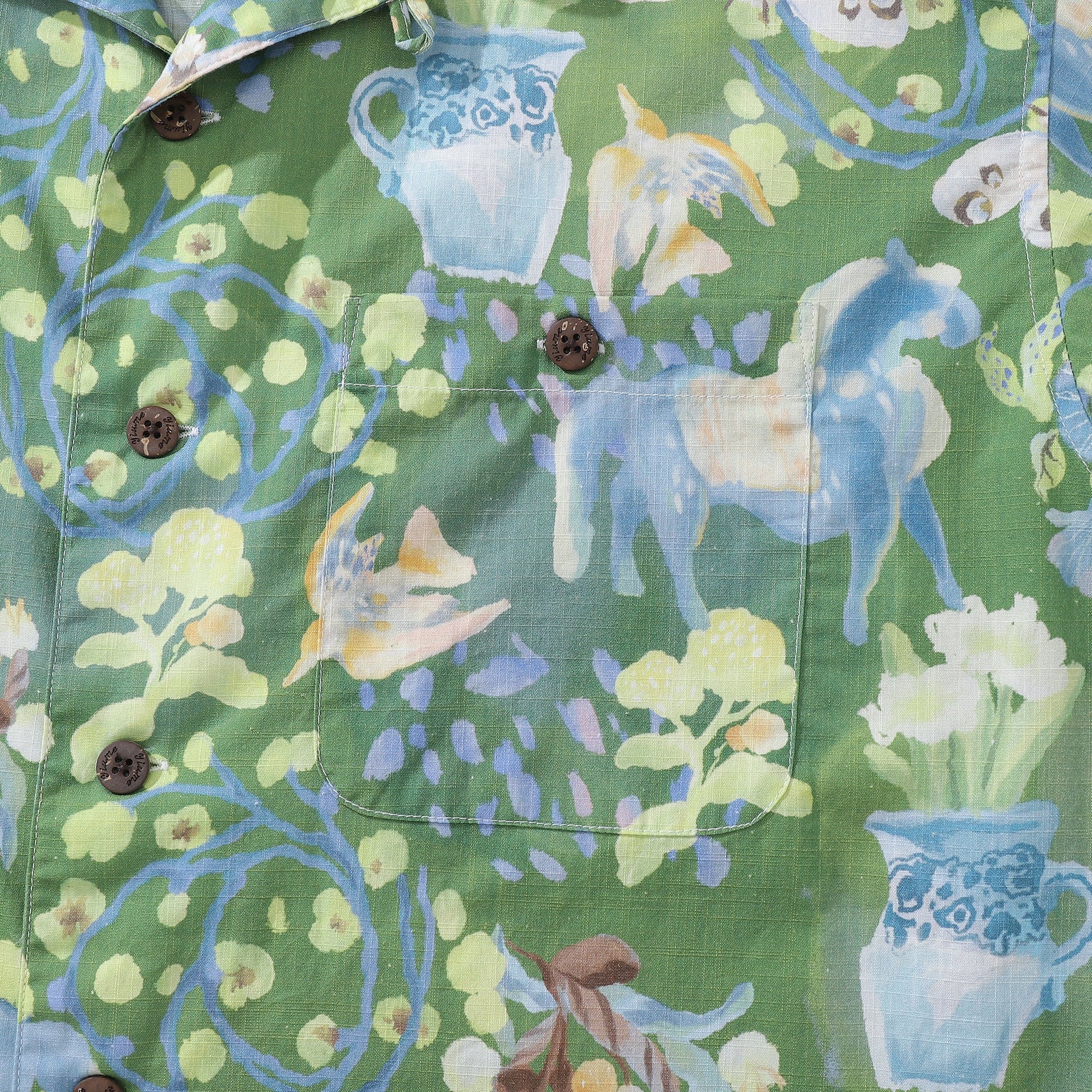 Men's Fantasy Garden Print Short Sleeve Cotton Hawaiian Shirt