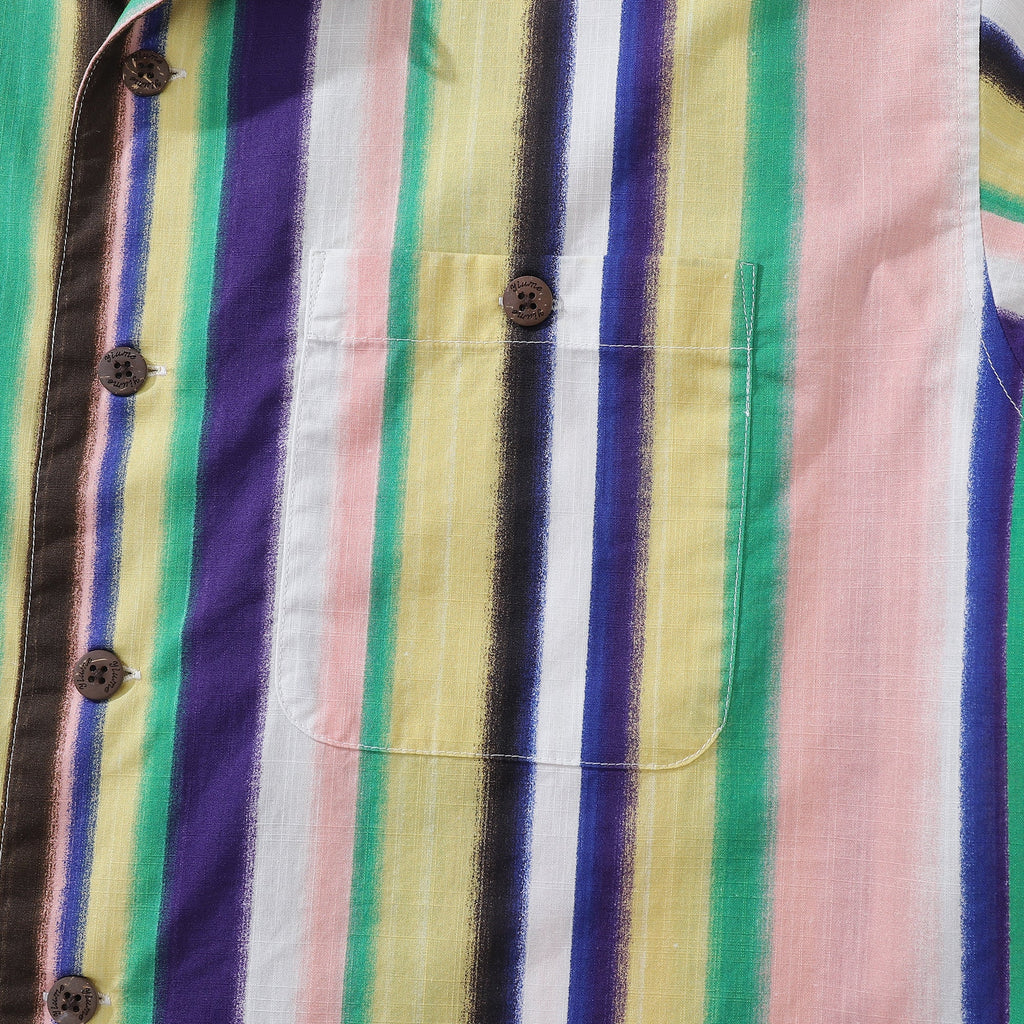 Men's Rainbow Stripe Cotton Shirt with Camp Collar