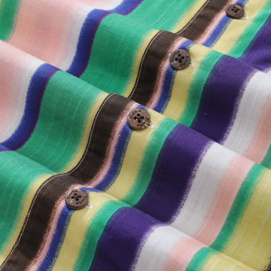 Men's Rainbow Stripe Cotton Shirt with Camp Collar