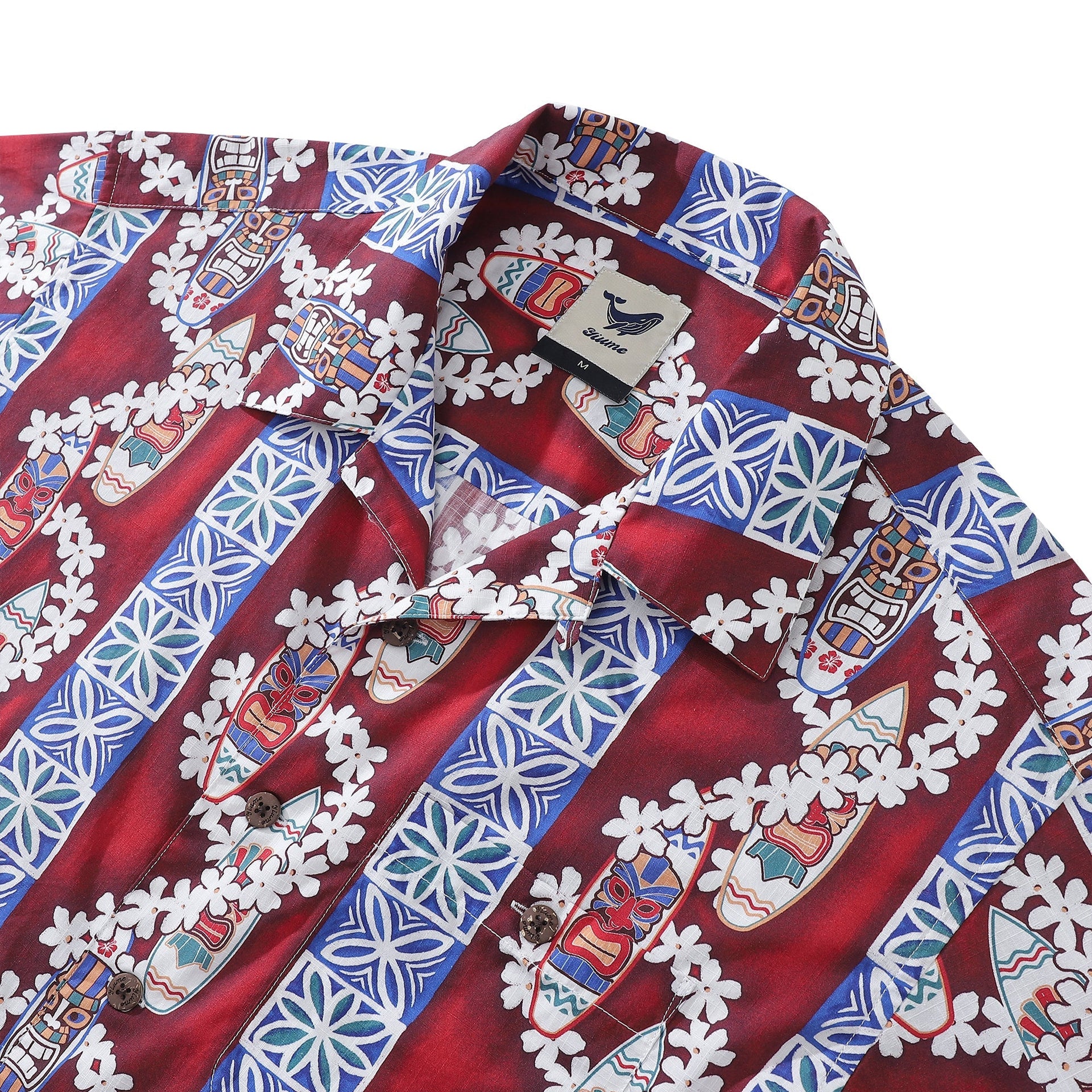 Men's Retro Surfboard and Lei Hawaiian Shirt in 100% Cotton