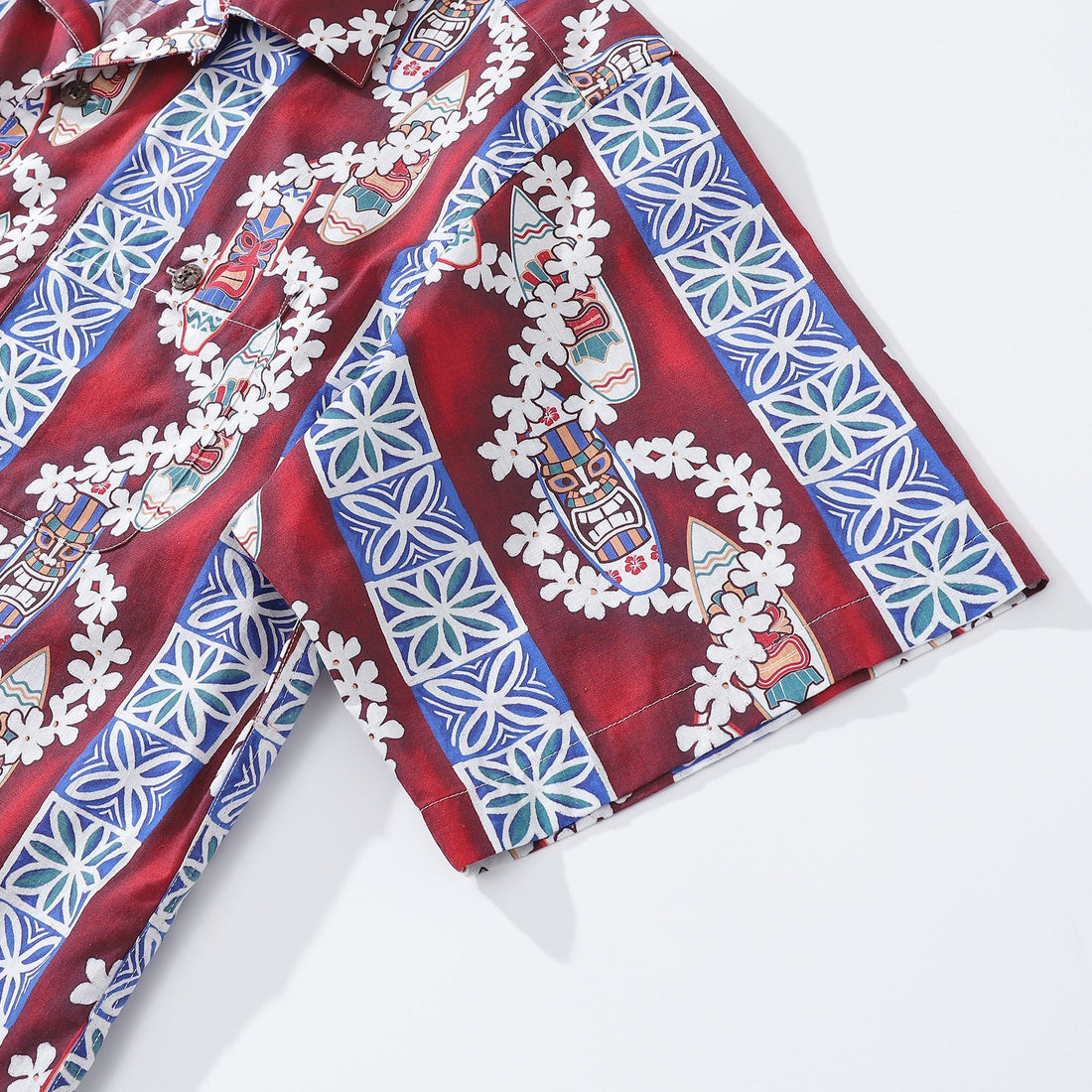 Men's Retro Surfboard and Lei Hawaiian Shirt in 100% Cotton