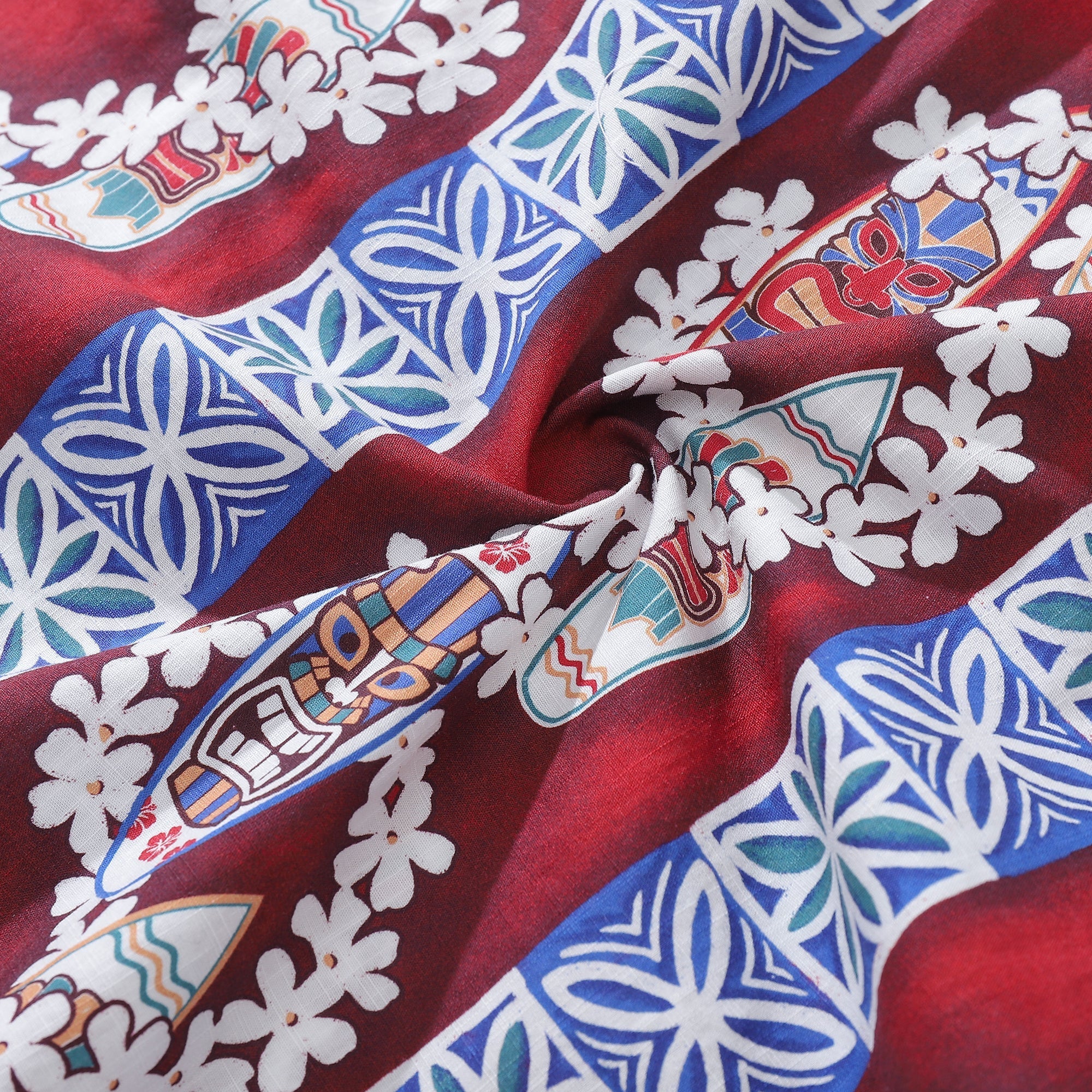 Men's Retro Surfboard and Lei Hawaiian Shirt in 100% Cotton