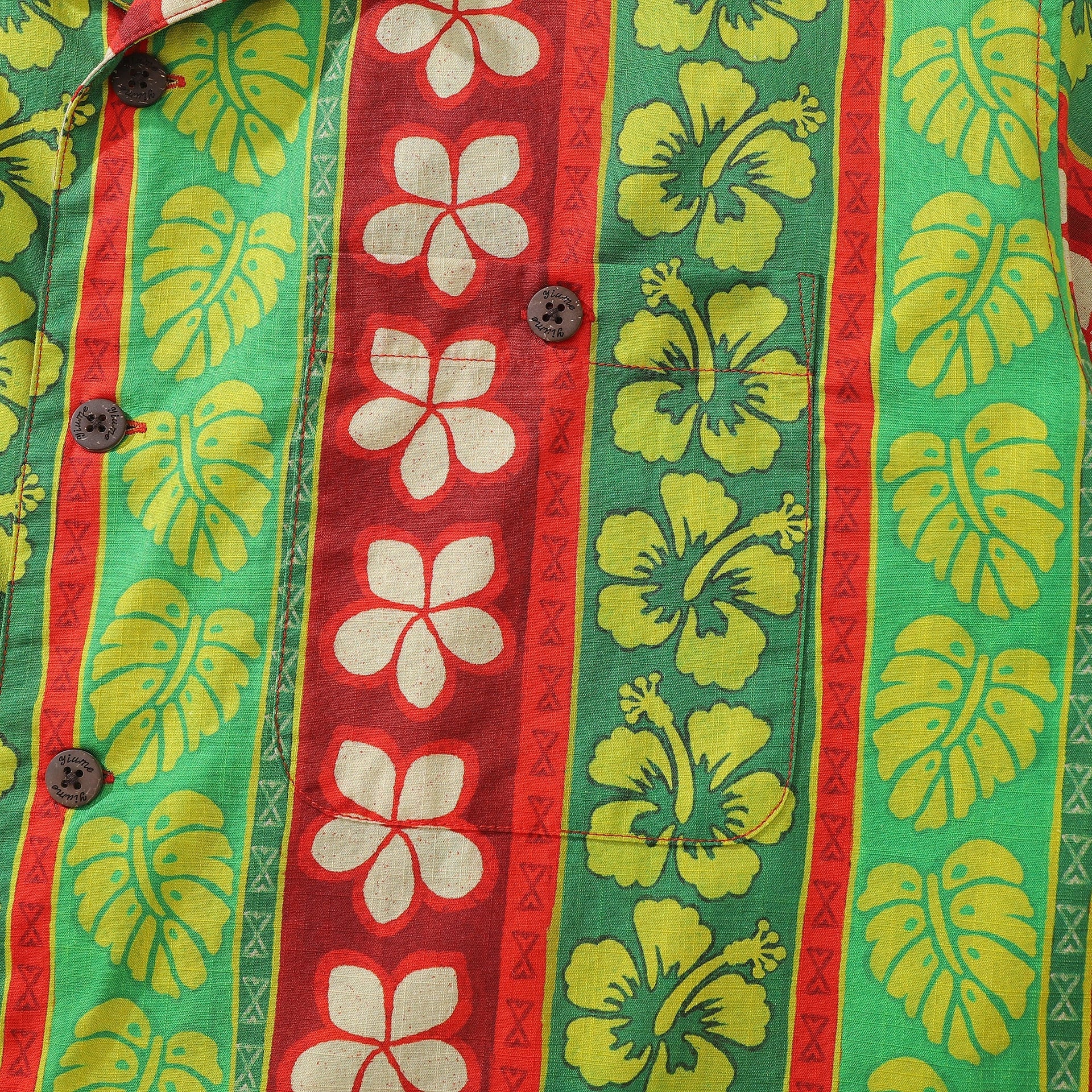 100% Cotton Vertical Garden Hawaiian Shirt with Camp Collar