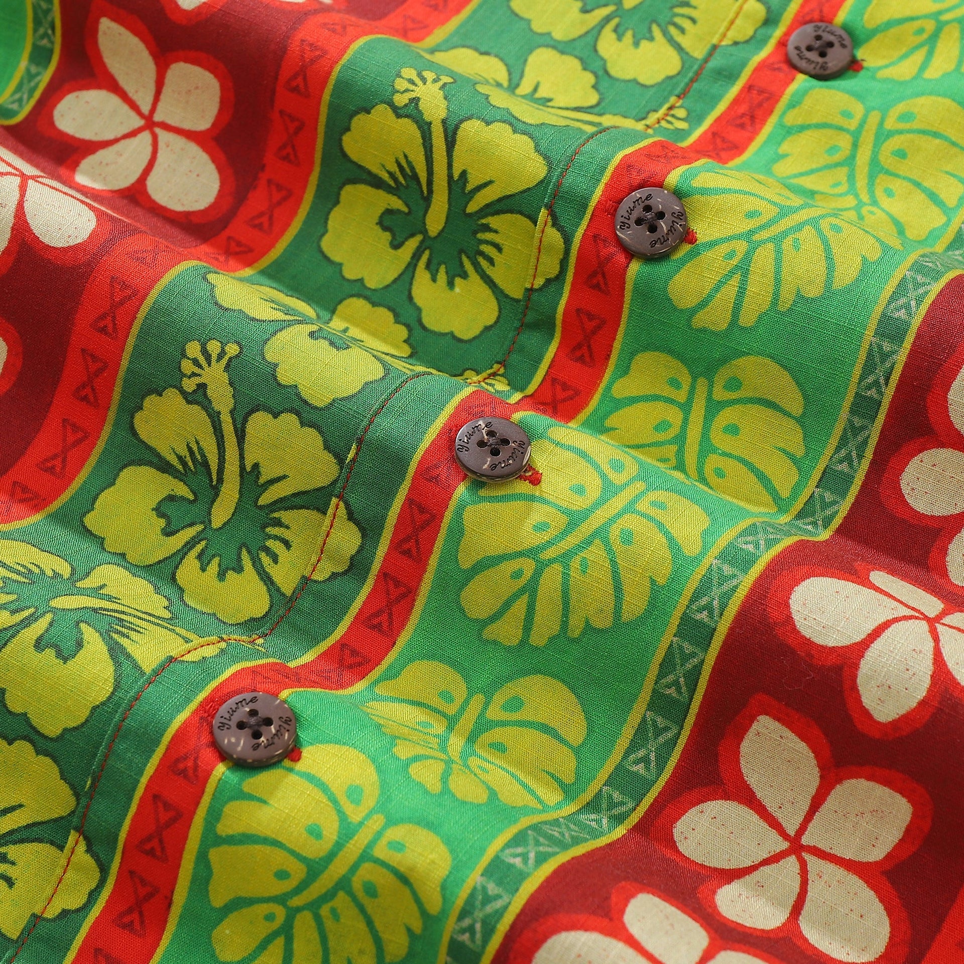 100% Cotton Vertical Garden Hawaiian Shirt with Camp Collar