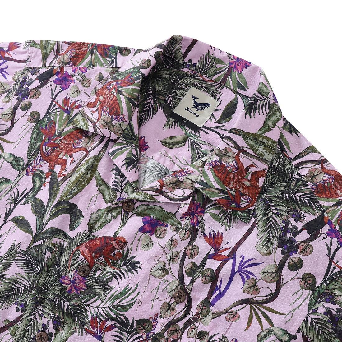 Men's Tropical Rainforest Print Cotton Camp Collar Shirt
