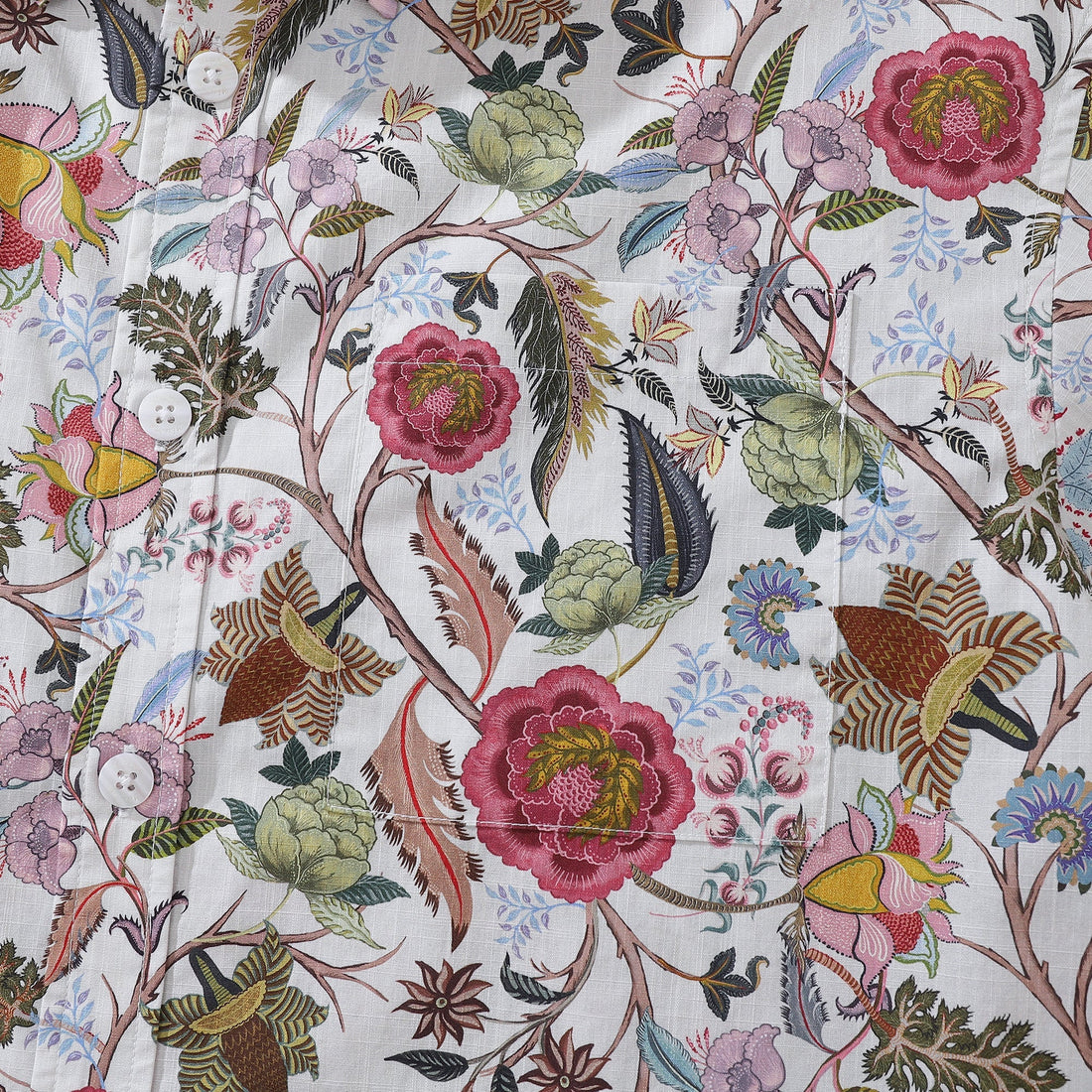 1930s Vintage Inspired Chintz Floral Print Cotton Aloha Shirt