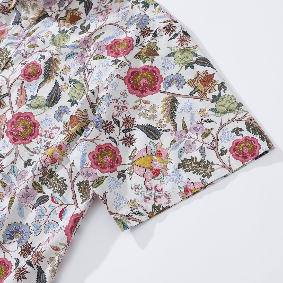 1930s Vintage Inspired Chintz Floral Print Cotton Aloha Shirt