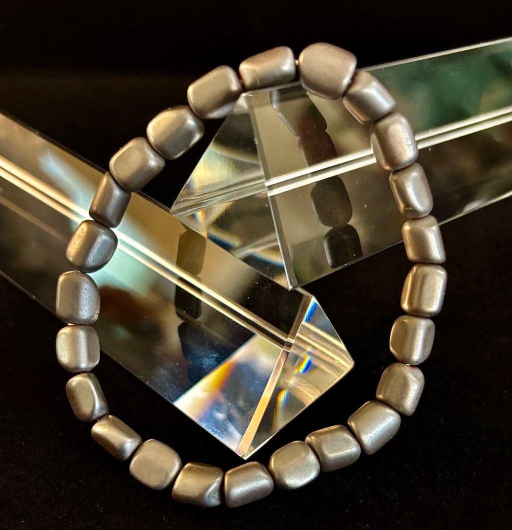 Hematite Bead Bracelet – Gunmetal, Gold & Silver (Medium–Large Wrists)