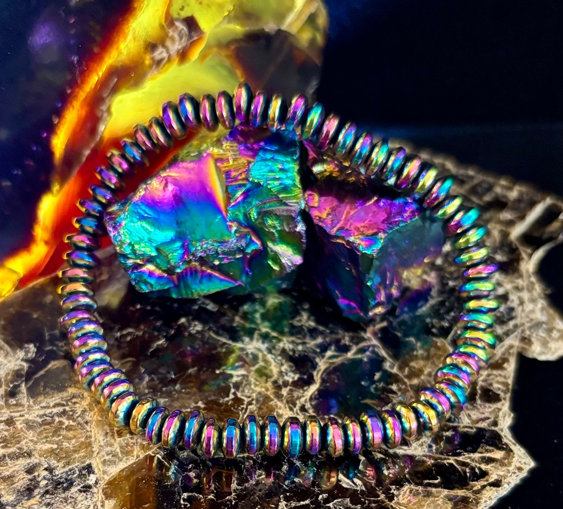 🌈 Rainbow Hue Metal Bracelet – Medium to Large Wrists
