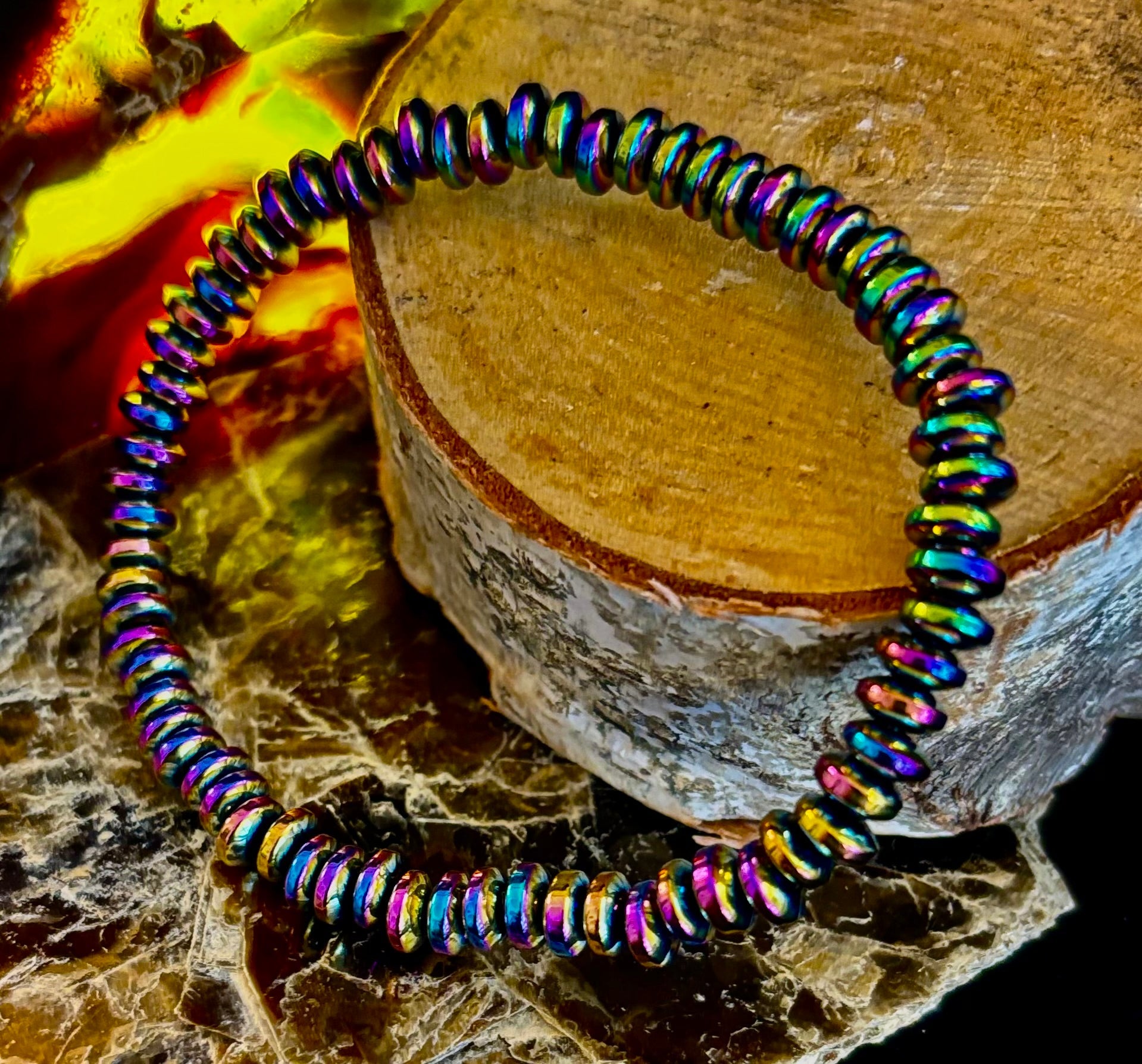 🌈 Rainbow Hue Metal Bracelet – Medium to Large Wrists