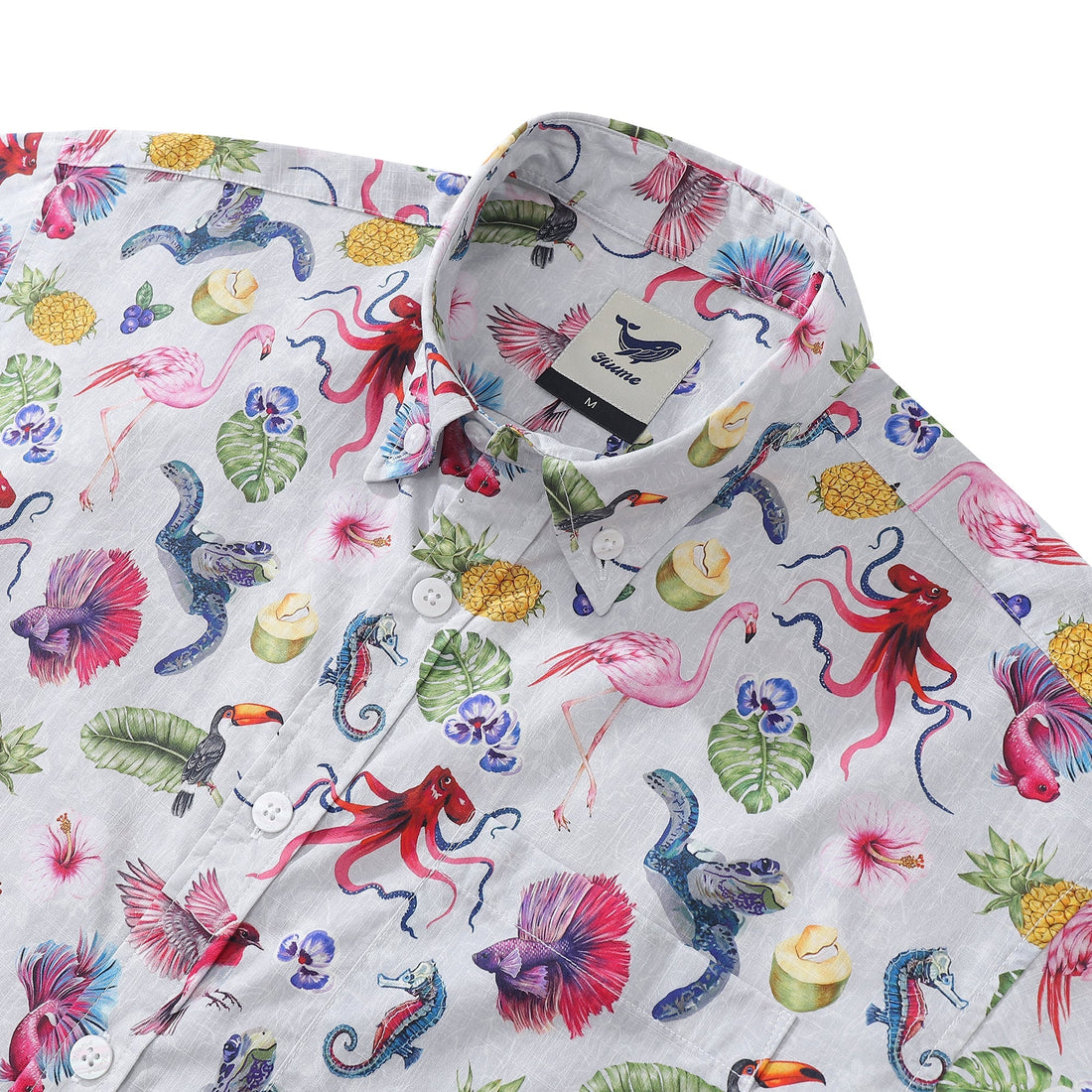 Tropical Symphony Print Men's Cotton Short Sleeve Aloha Shirt