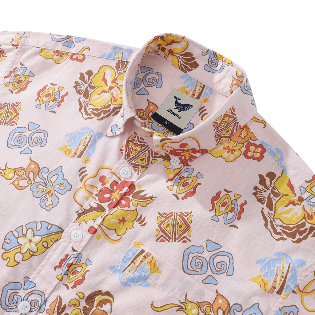 Men's Retro Era Pink Print Hawaiian Shirt