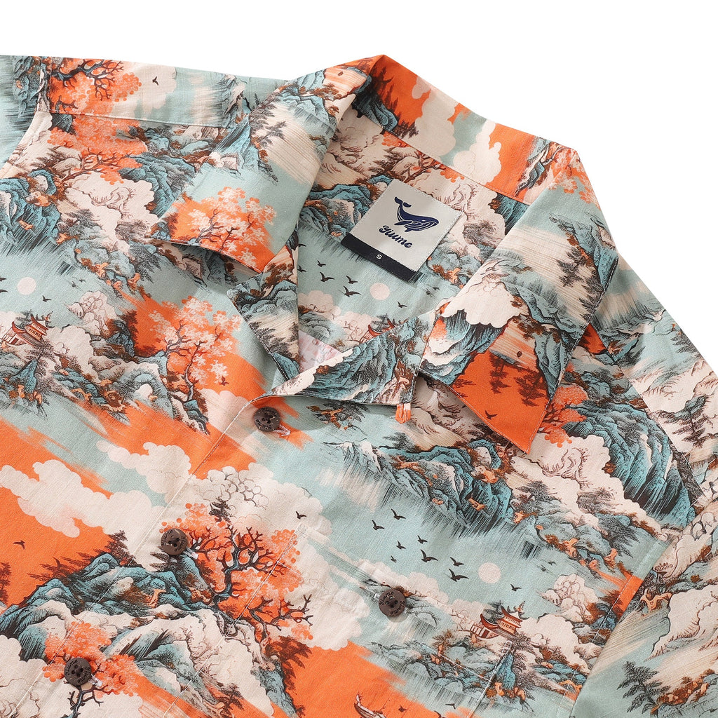 Men's 1950s Vintage Hawaiian Shirt Nature's Majesty Print Cotton