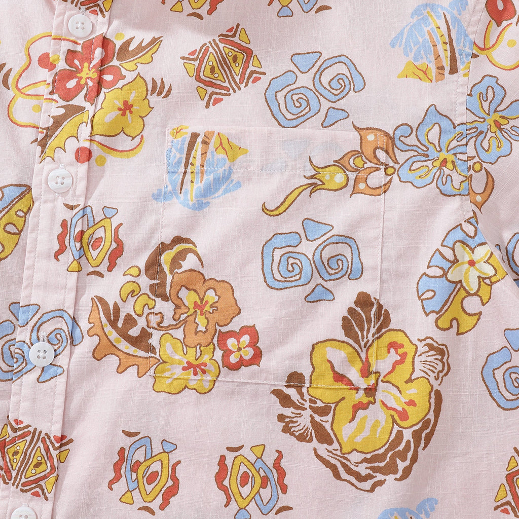 Men's Retro Era Pink Print Hawaiian Shirt