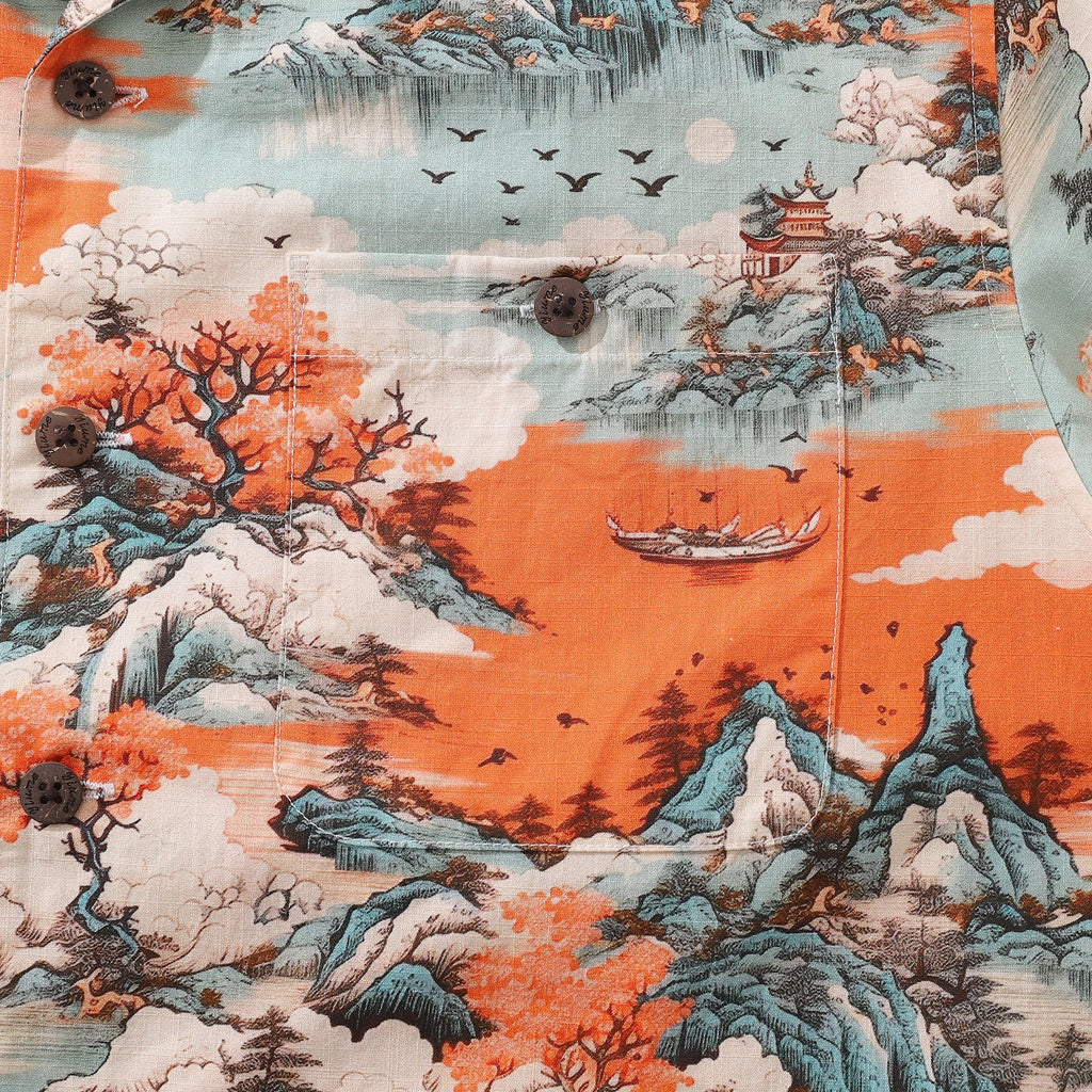 Men's 1950s Vintage Hawaiian Shirt Nature's Majesty Print Cotton