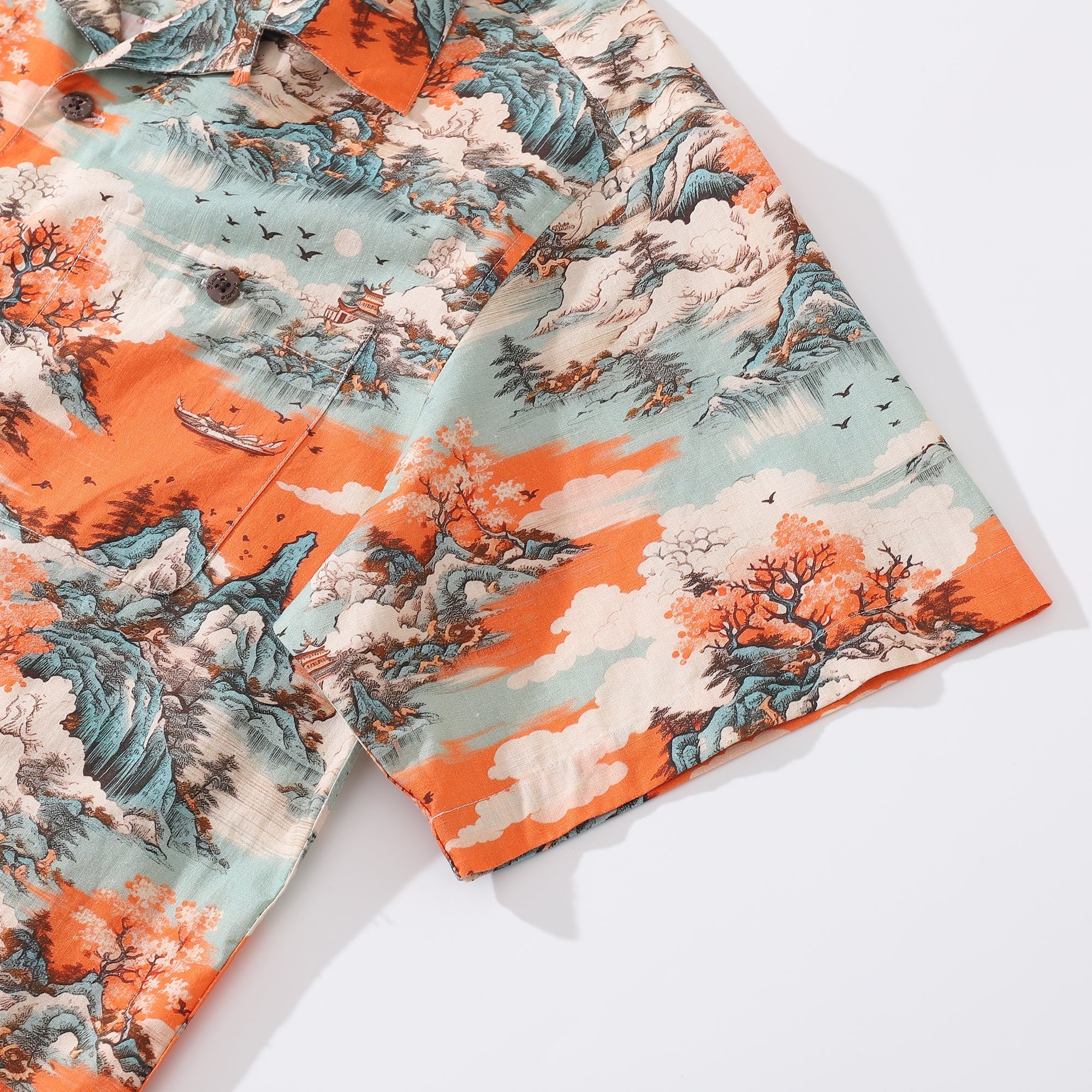 Men's 1950s Vintage Hawaiian Shirt Nature's Majesty Print Cotton