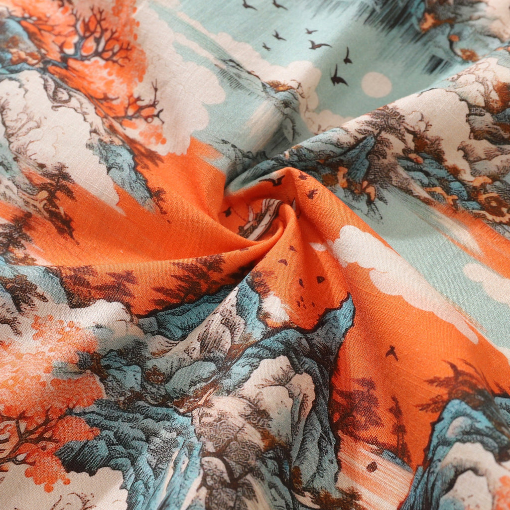 Men's 1950s Vintage Hawaiian Shirt Nature's Majesty Print Cotton