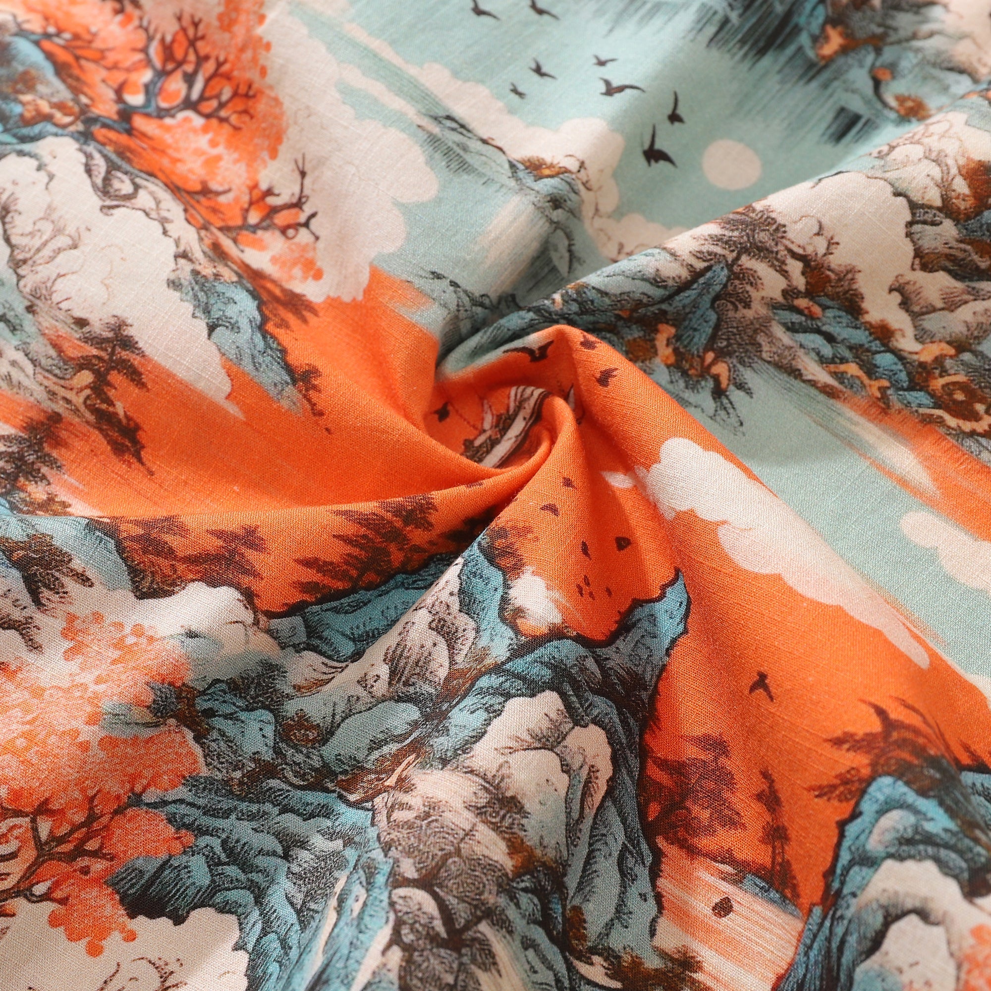 Men's 1950s Vintage Hawaiian Shirt Nature's Majesty Print Cotton