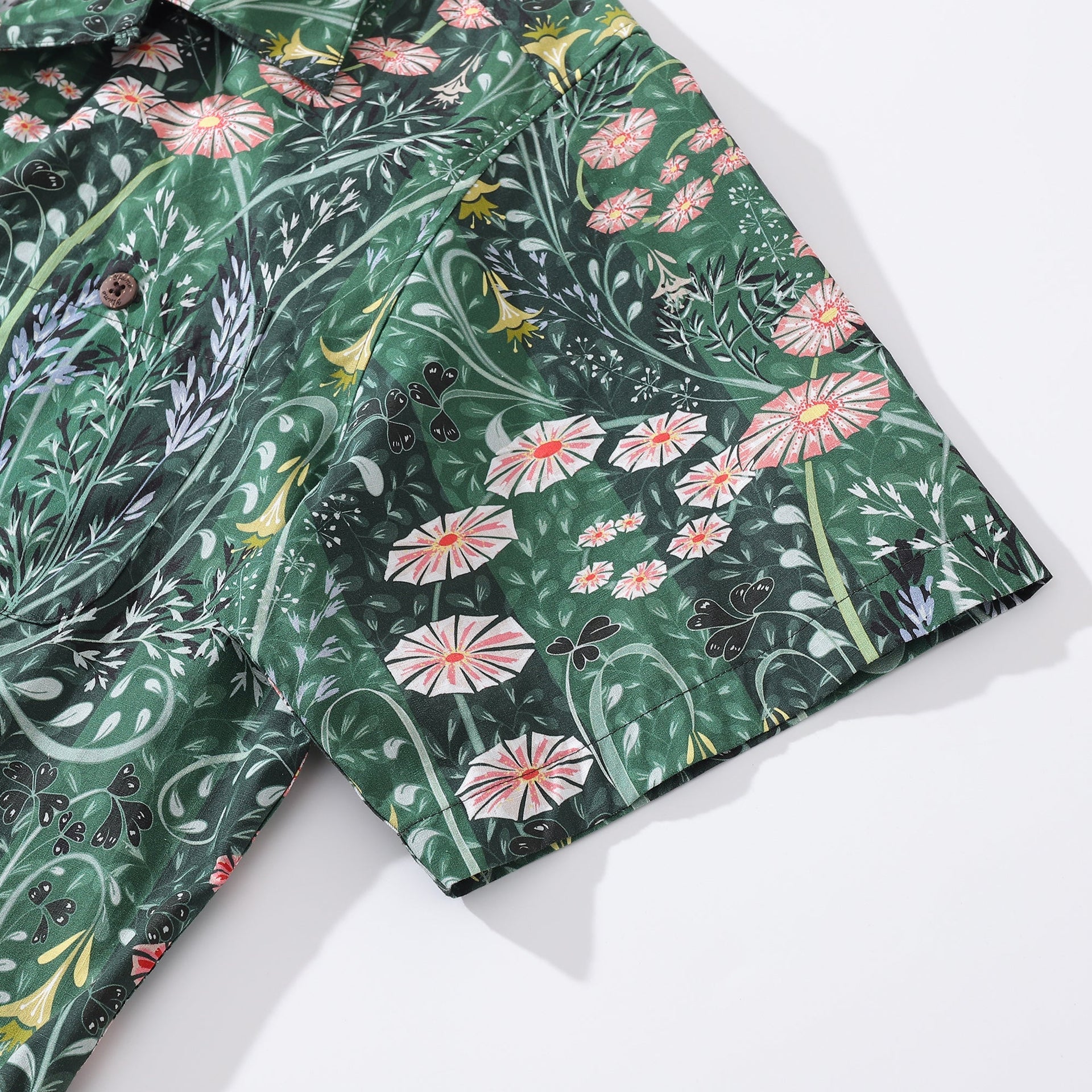 Men's Meadow Scent Floral Camp Collar Cotton Shirt