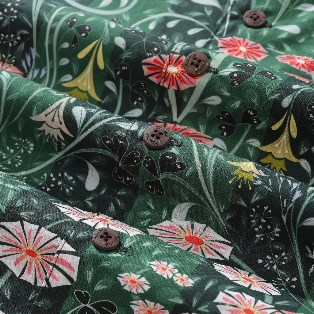 Men's Meadow Scent Floral Camp Collar Cotton Shirt