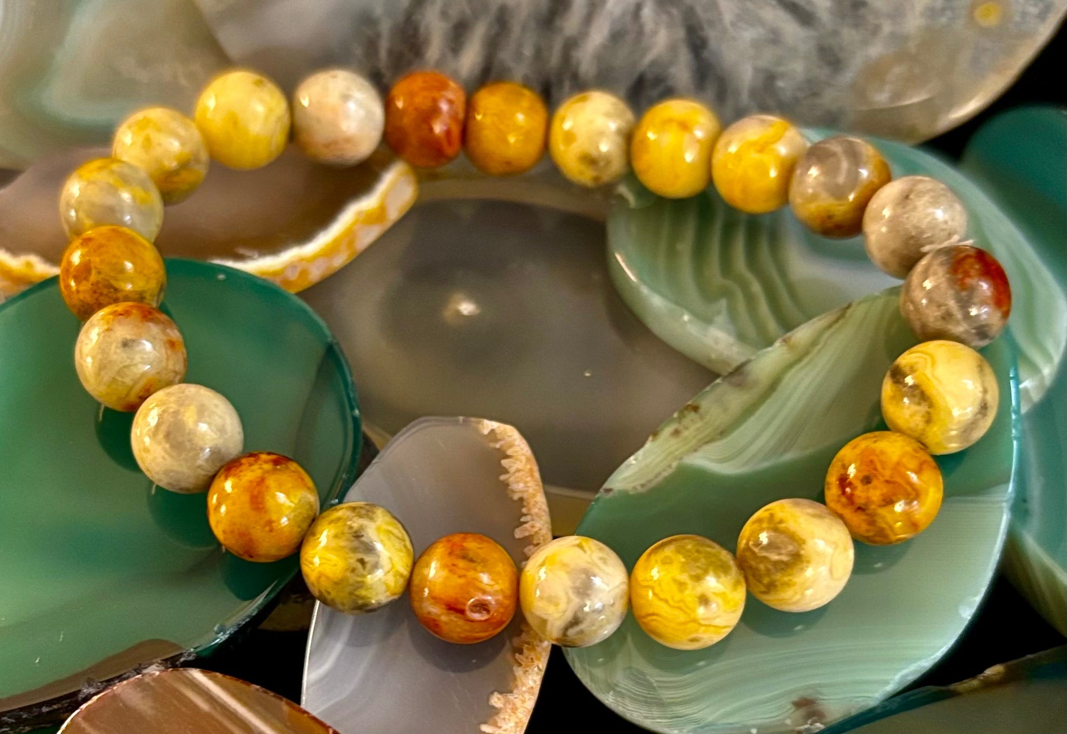 Crazy Lace Jasper Bracelet – 8mm Beads for Joy, Laughter, Support (Medium Wrists)