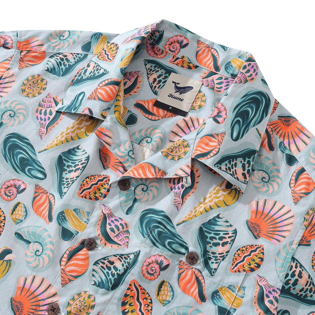 Men's Sublime Shells Print Camp Collar Cotton Shirt
