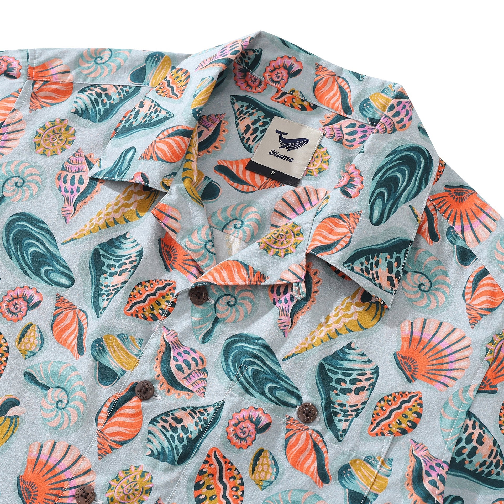 Men's Sublime Shells Print Camp Collar Cotton Shirt