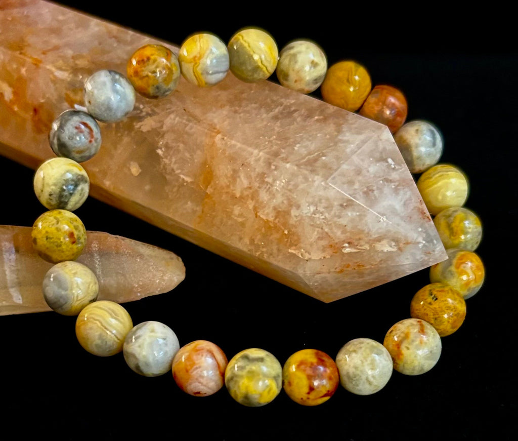 Crazy Lace Jasper Bracelet – 8mm Beads for Joy, Laughter, Support (Medium Wrists)