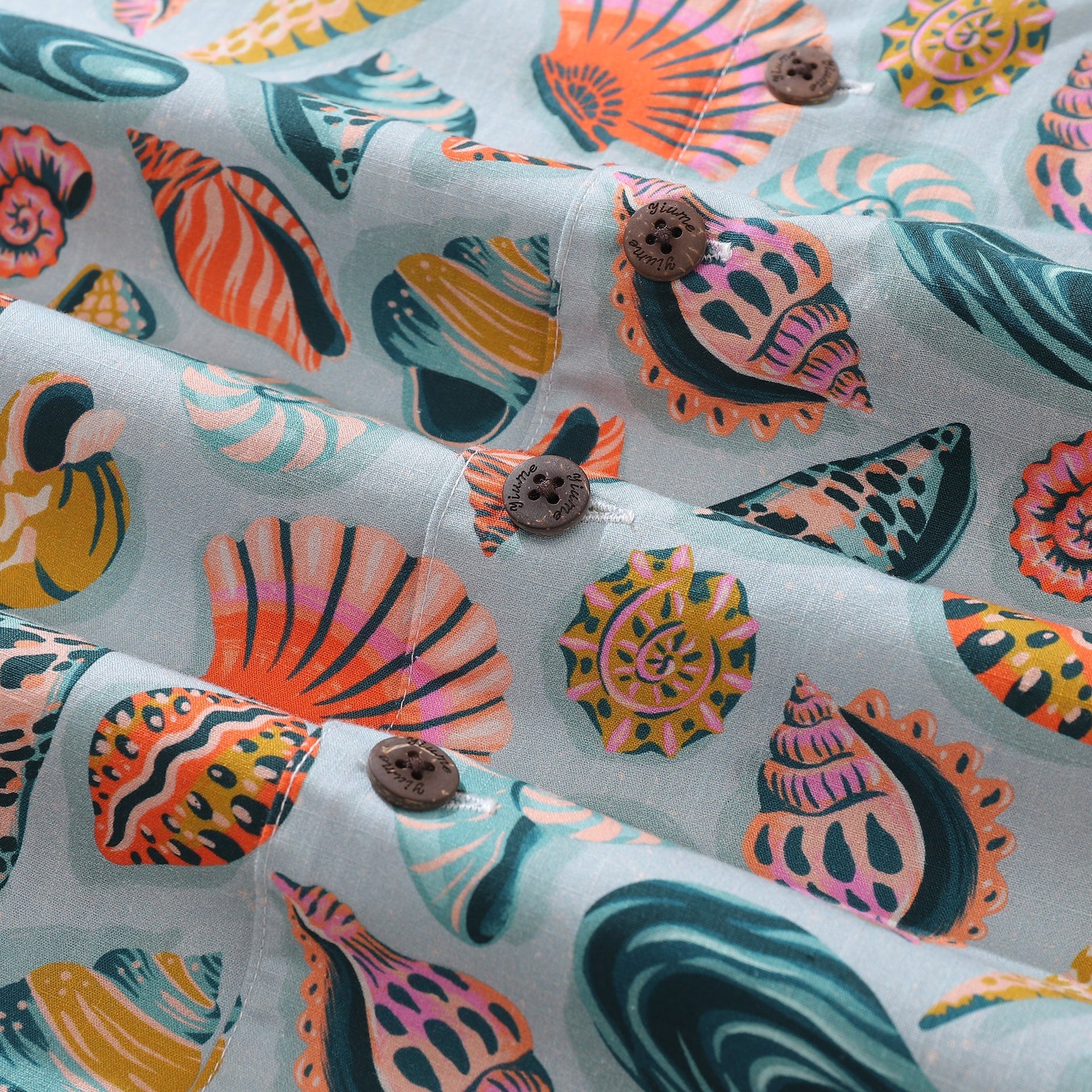 Men's Sublime Shells Print Camp Collar Cotton Shirt