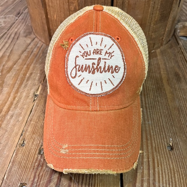 You Are My Sunshine Distressed Mesh Snapback Baseball Hat - Image 2