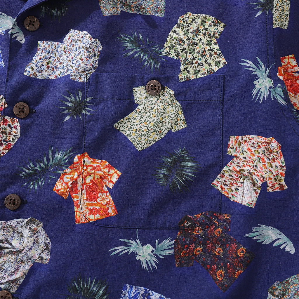 Men's Multi-Print Hawaiian Shirt 100% Cotton Camp Collar