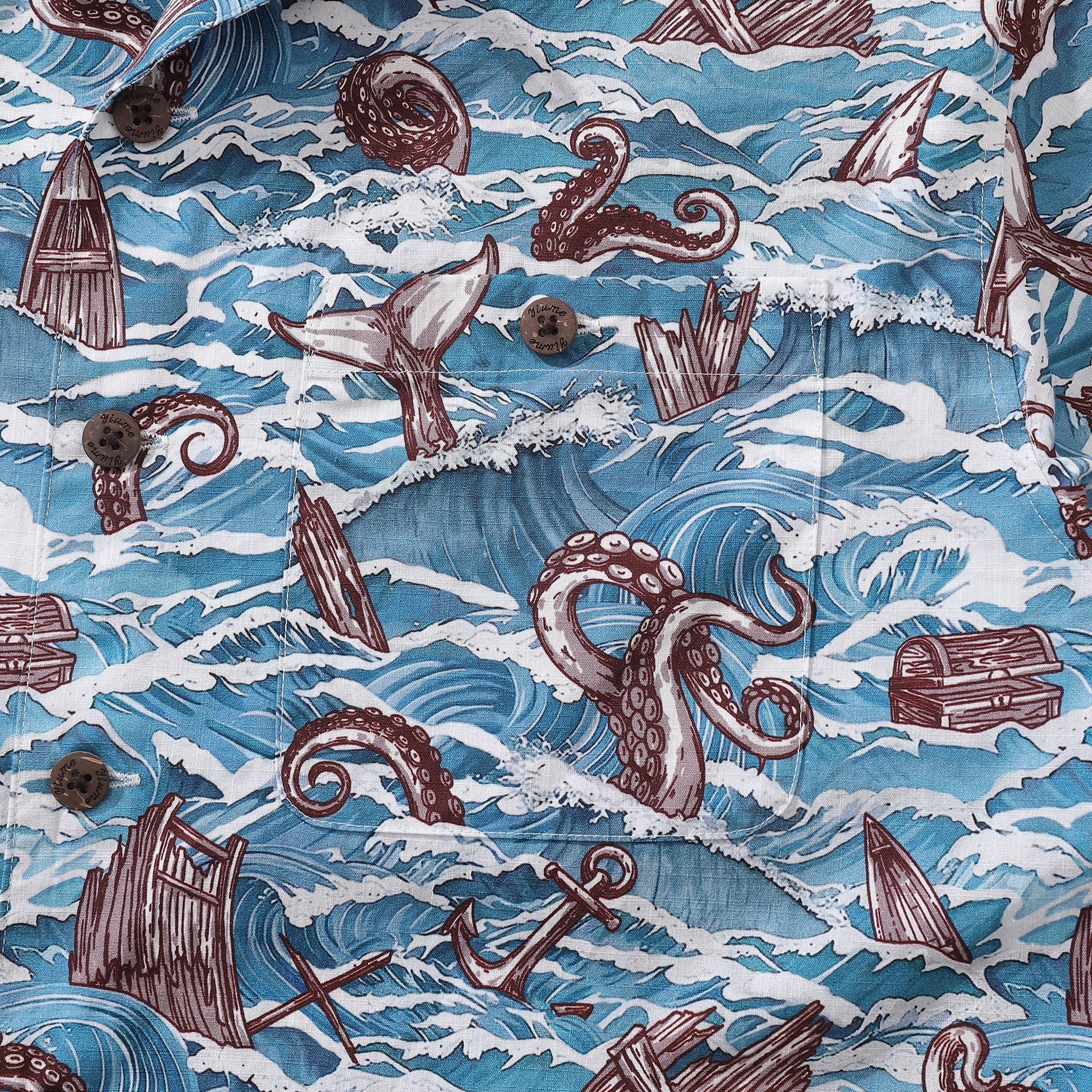 Men's Nautical Monsters of the Deep Hawaiian Shirt Cotton