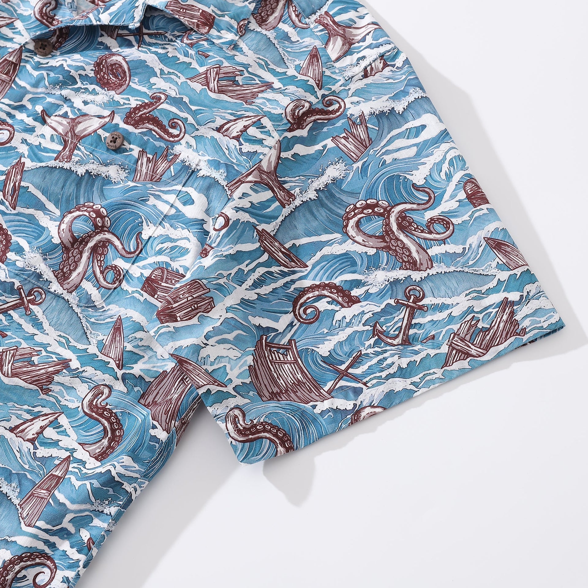 Men's Nautical Monsters of the Deep Hawaiian Shirt Cotton