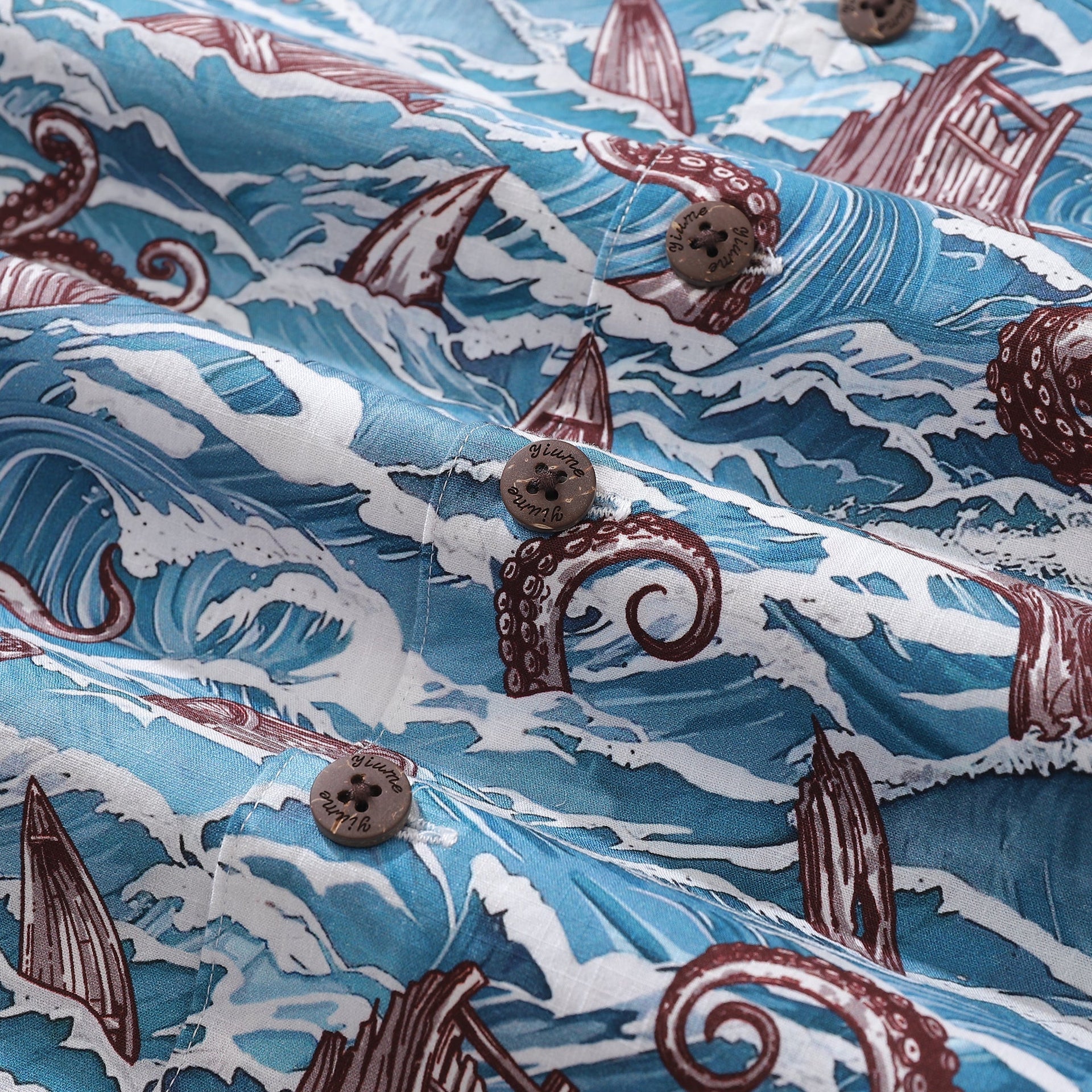 Men's Nautical Monsters of the Deep Hawaiian Shirt Cotton
