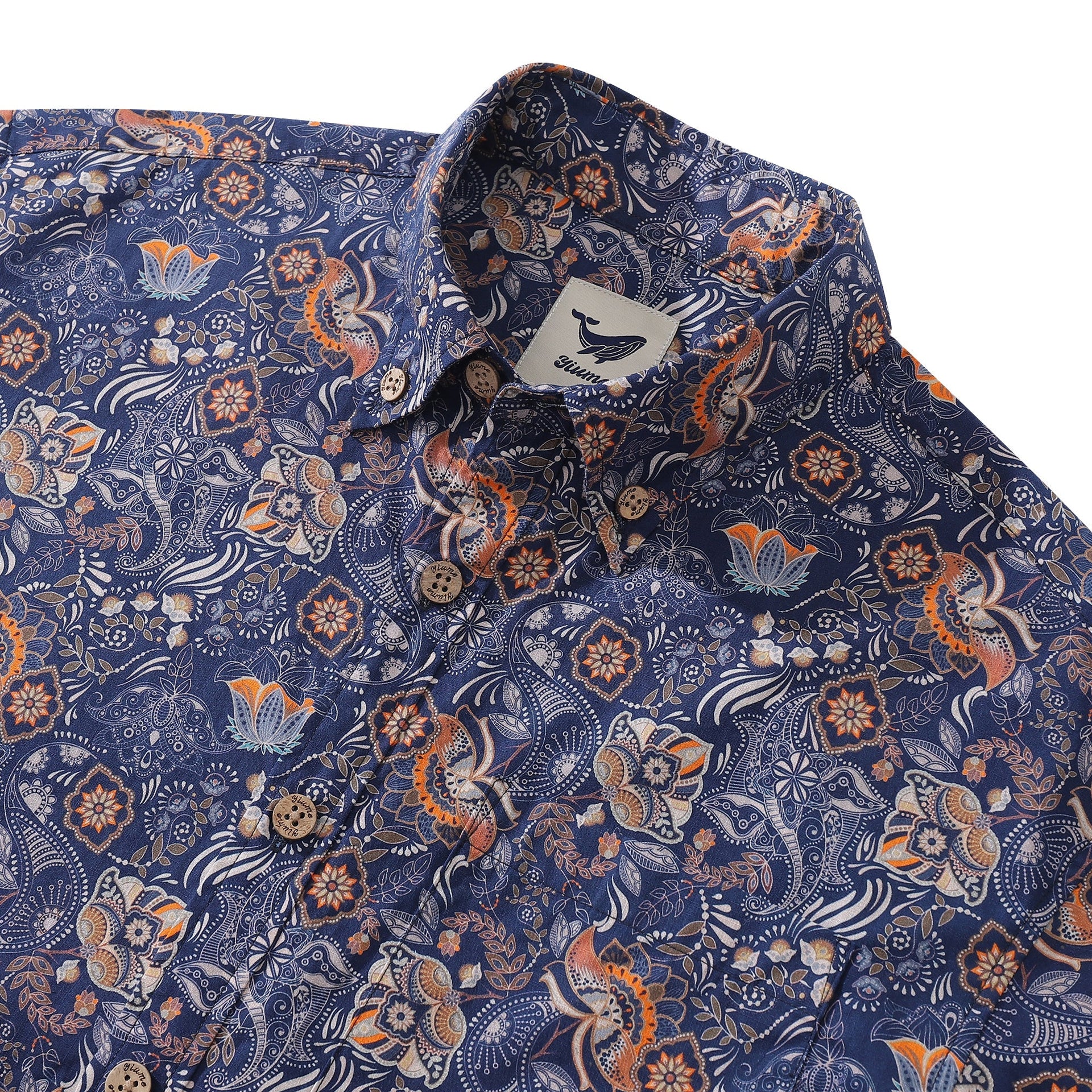 Men's Retro Floral Print Cotton Short Sleeve Hawaiian Shirt