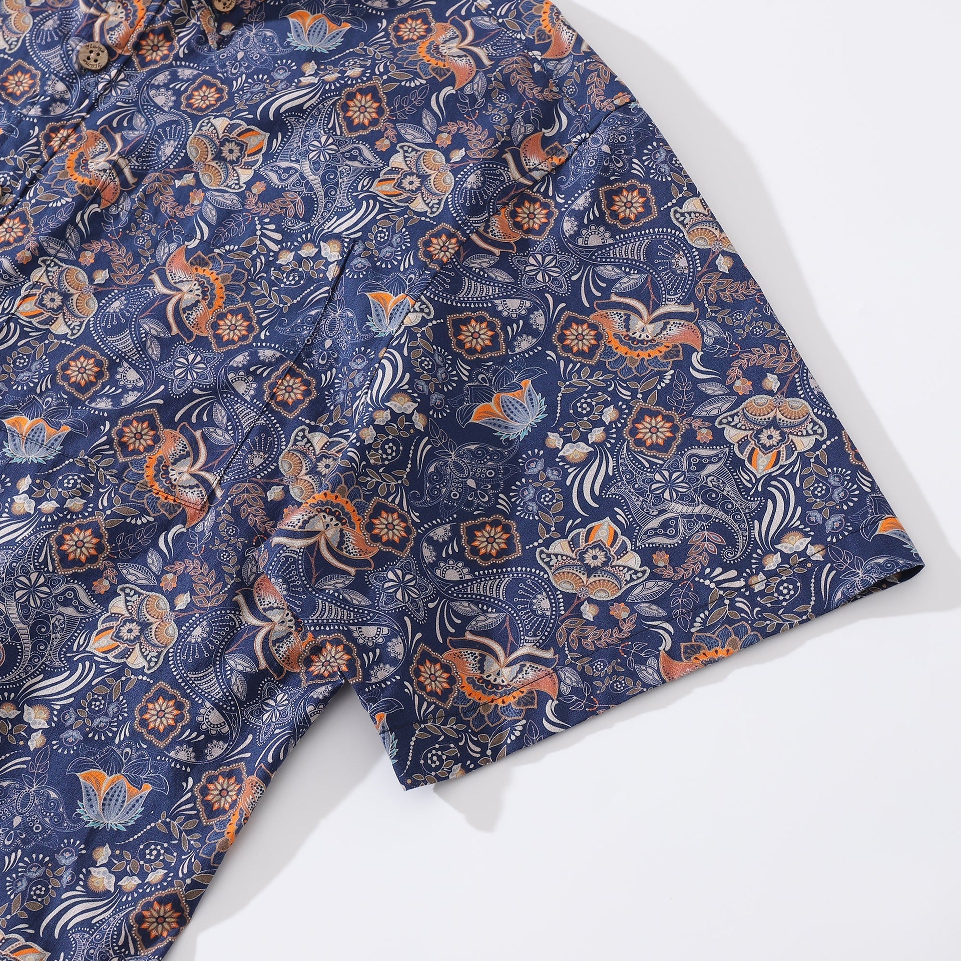 Men's Retro Floral Print Cotton Short Sleeve Hawaiian Shirt