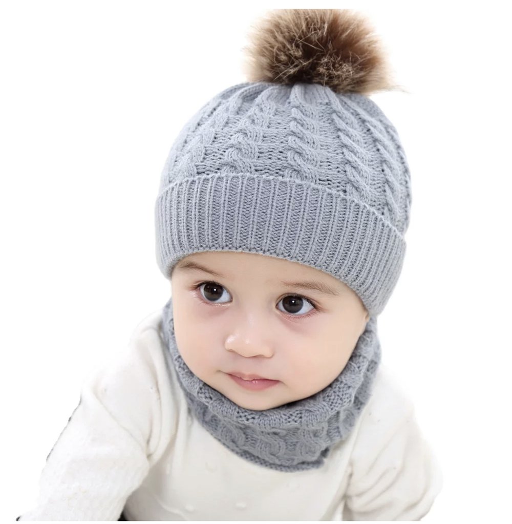Hand-knitted beanie and neck wrap set