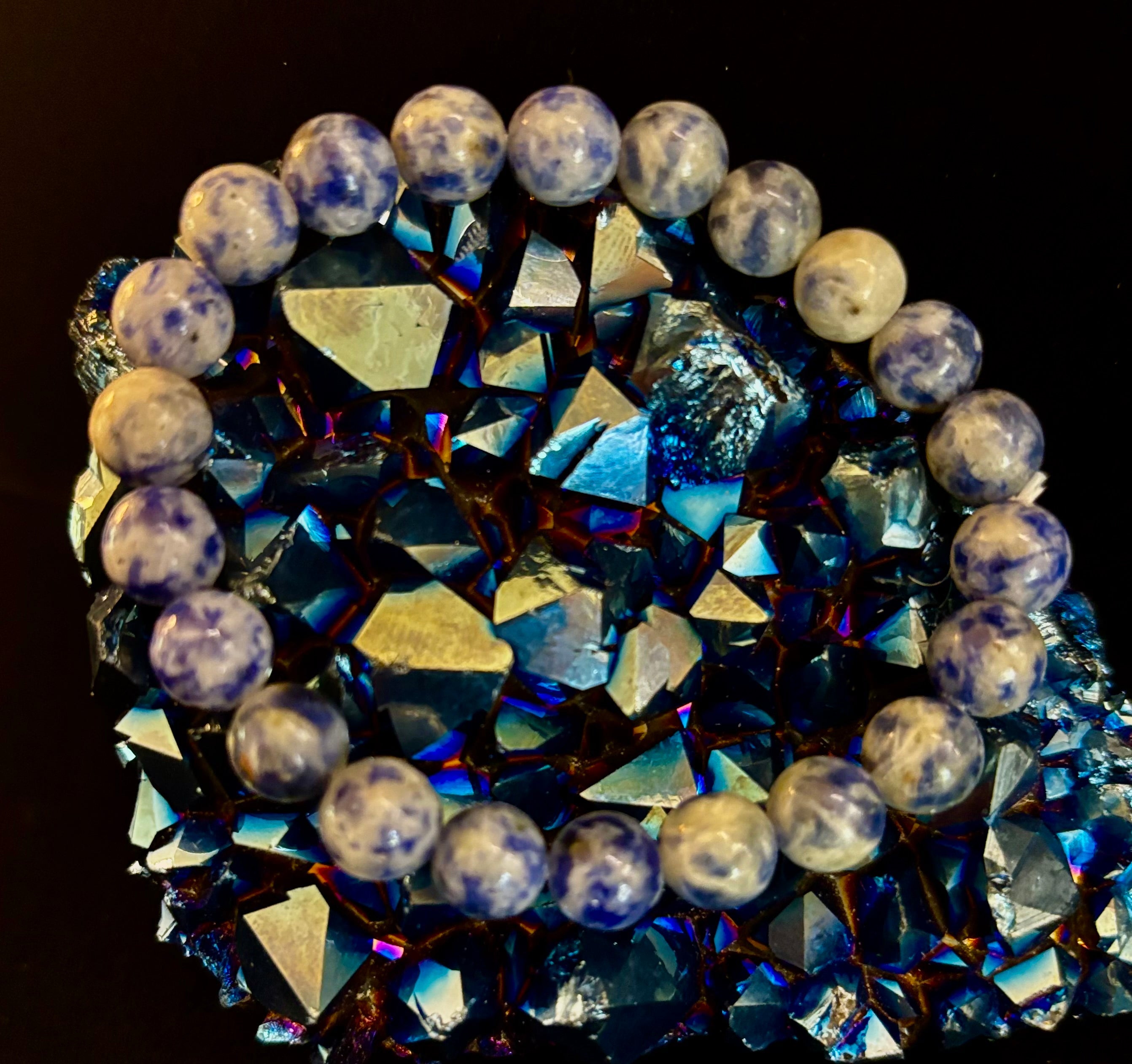 Blue Spot Jasper Beaded Bracelet – Medium Wrists