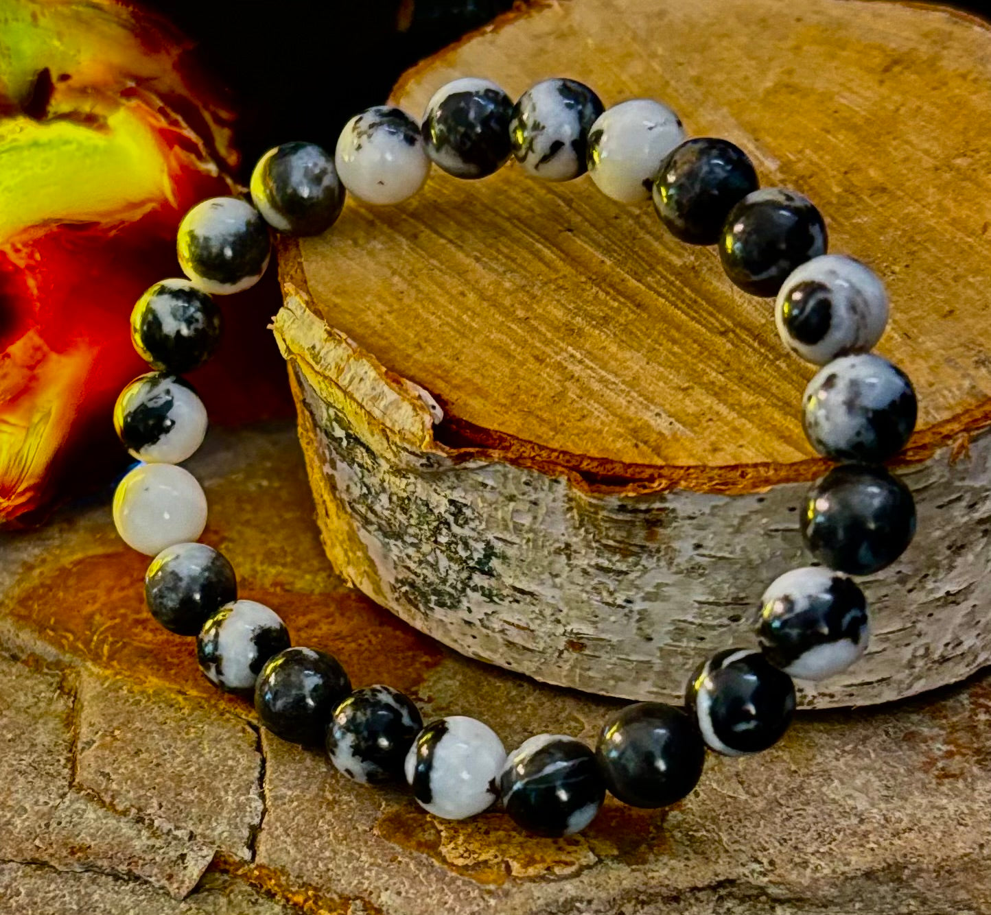 Zebra Stone Bracelet 8mm Beaded Stretch Stackable Accessory