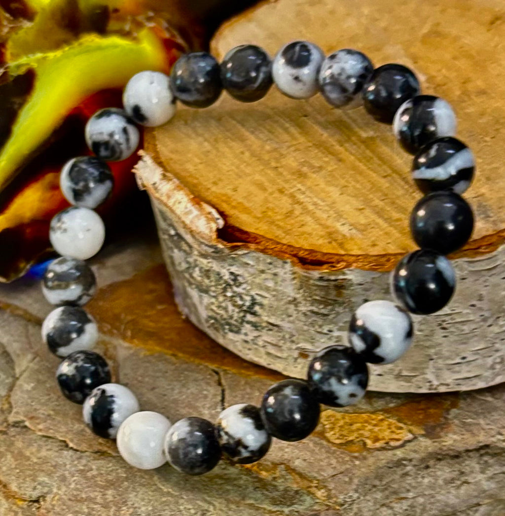 Zebra Stone Bracelet 8mm Beaded Stretch Stackable Accessory